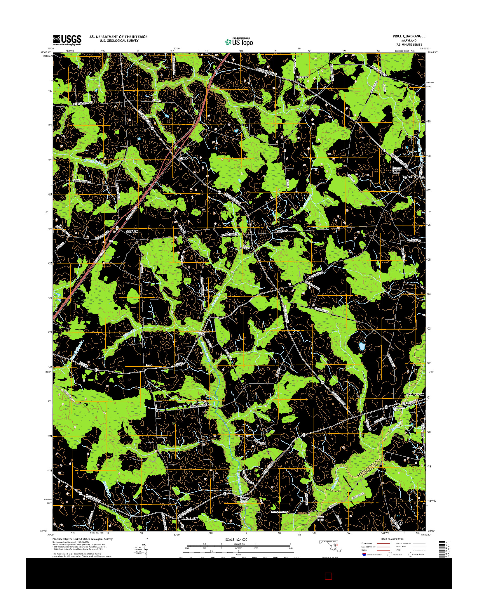 USGS US TOPO 7.5-MINUTE MAP FOR PRICE, MD 2017