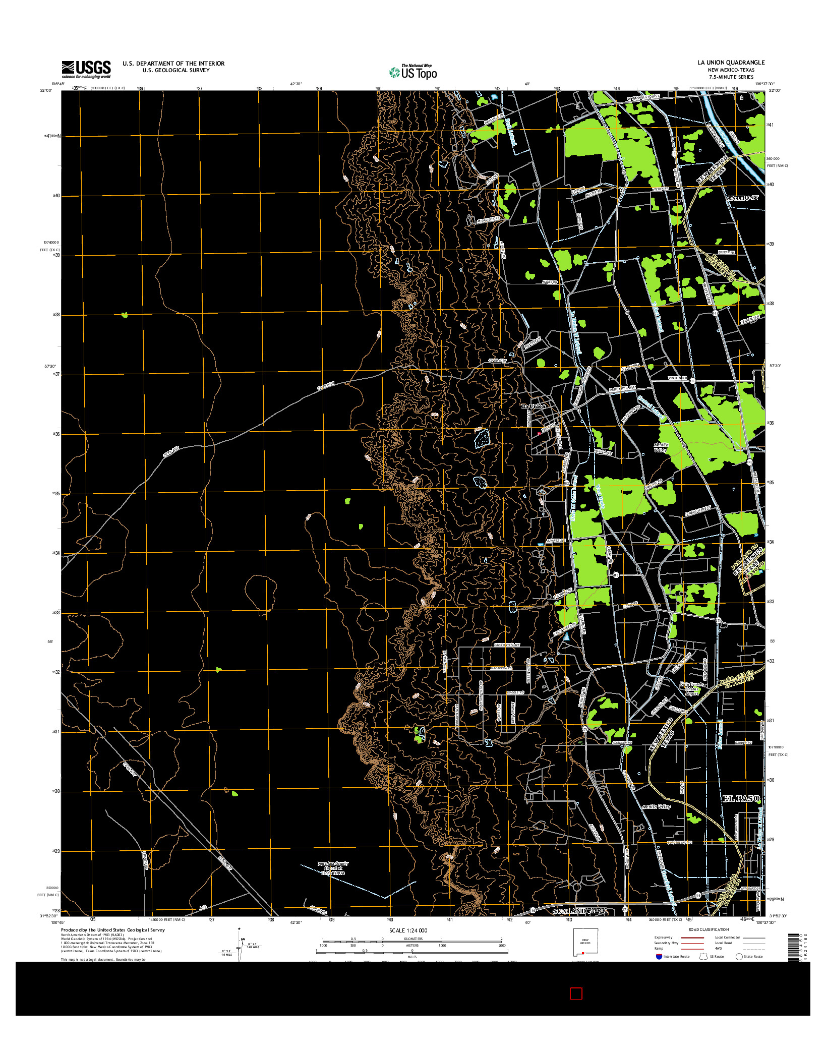 USGS US TOPO 7.5-MINUTE MAP FOR LA UNION, NM-TX 2017