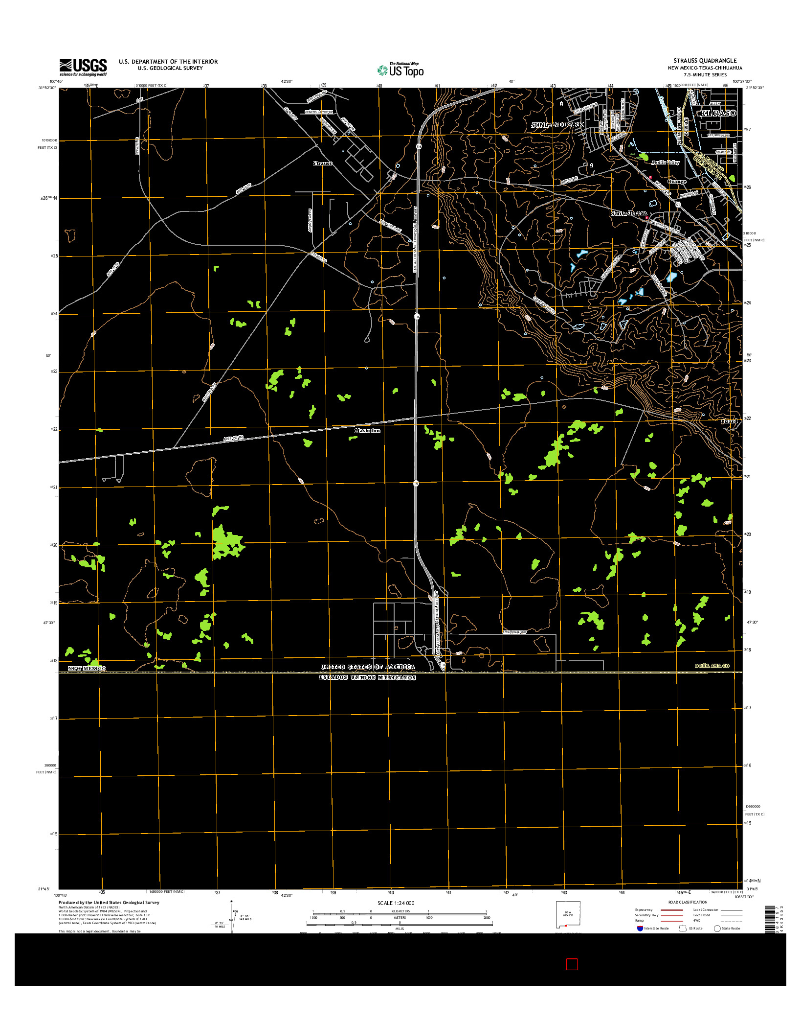 USGS US TOPO 7.5-MINUTE MAP FOR STRAUSS, NM-TX-CHH 2017