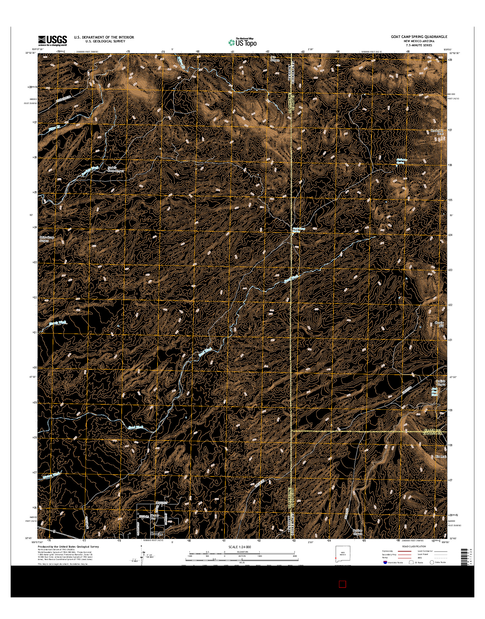 USGS US TOPO 7.5-MINUTE MAP FOR GOAT CAMP SPRING, NM-AZ 2017