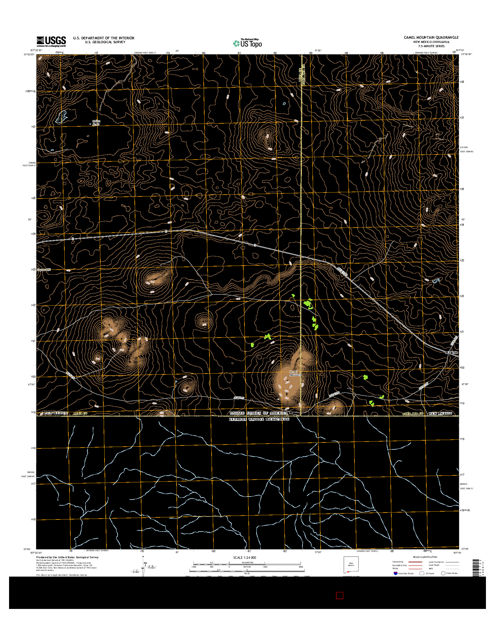 USGS US TOPO 7.5-MINUTE MAP FOR CAMEL MOUNTAIN, NM-CHH 2017