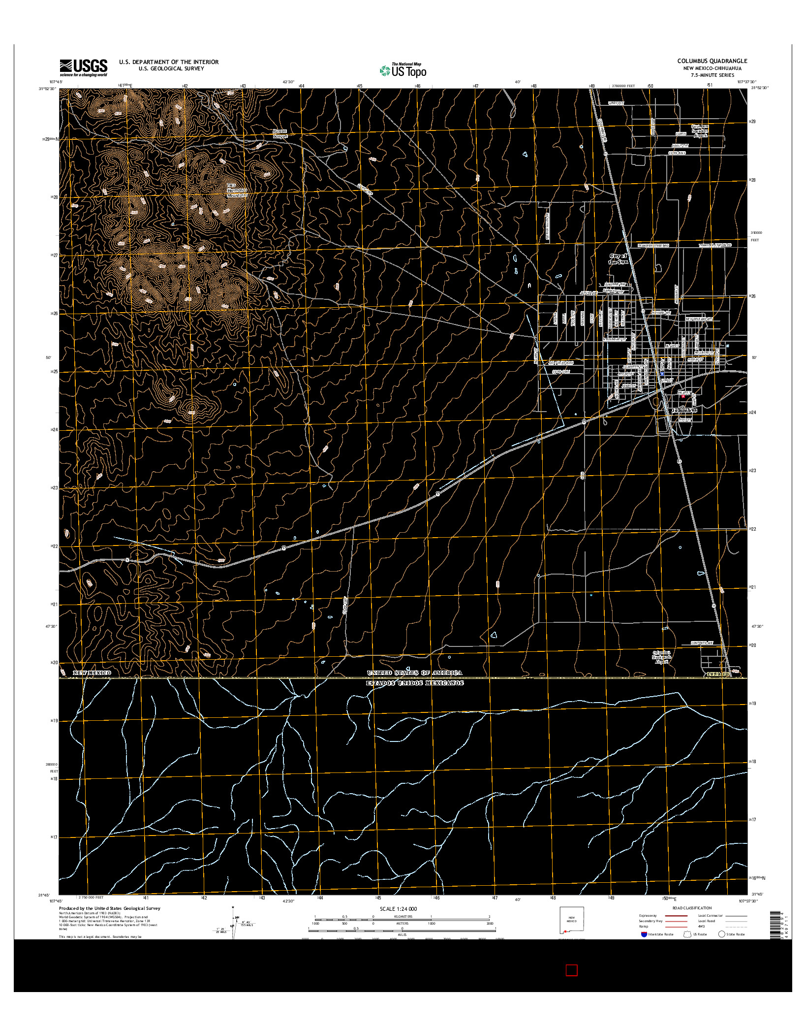 USGS US TOPO 7.5-MINUTE MAP FOR COLUMBUS, NM-CHH 2017