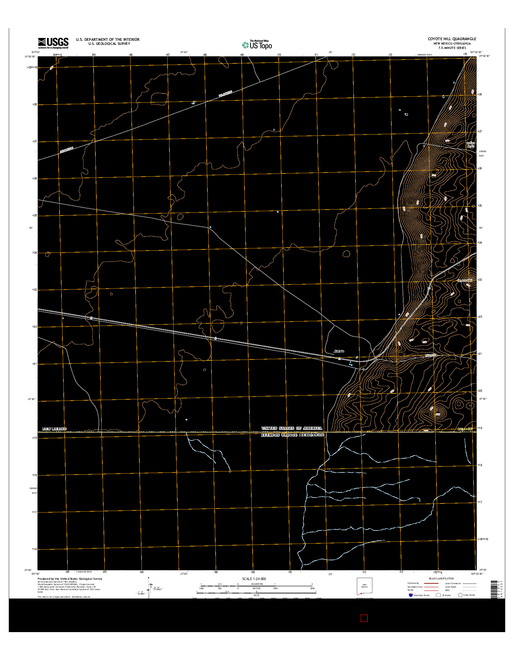 USGS US TOPO 7.5-MINUTE MAP FOR COYOTE HILL, NM-CHH 2017