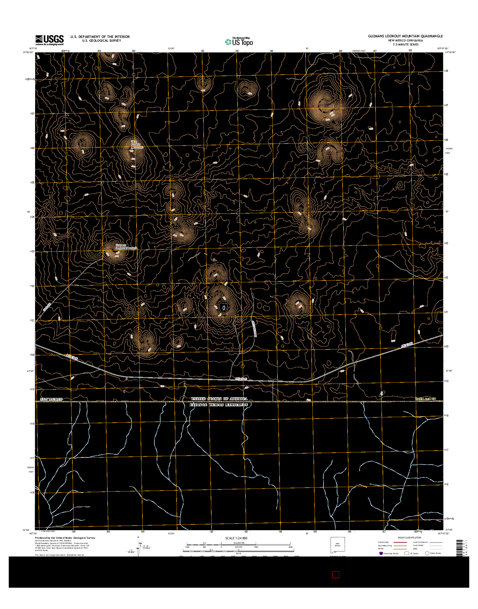 USGS US TOPO 7.5-MINUTE MAP FOR GUZMANS LOOKOUT MOUNTAIN, NM-CHH 2017