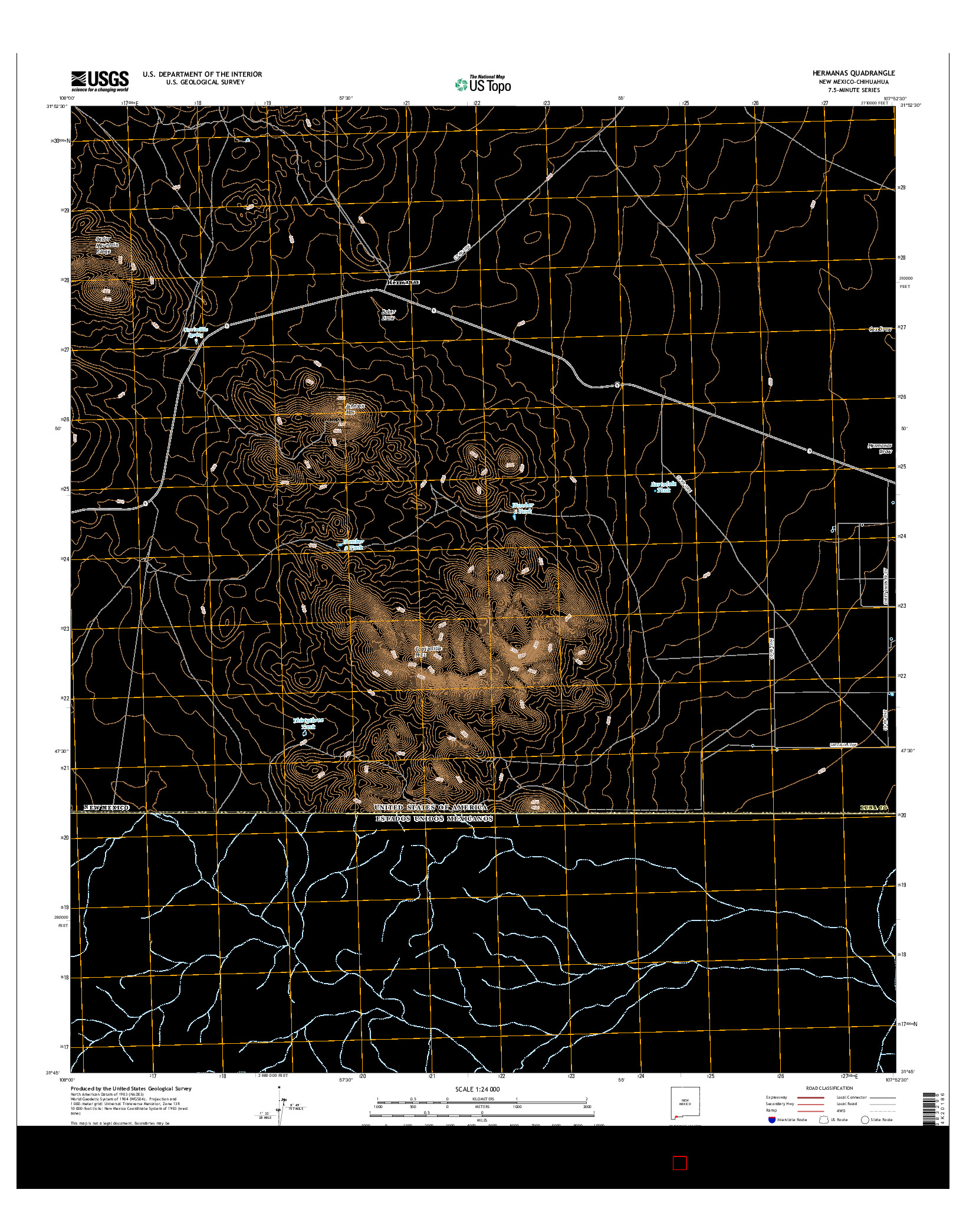 USGS US TOPO 7.5-MINUTE MAP FOR HERMANAS, NM-CHH 2017