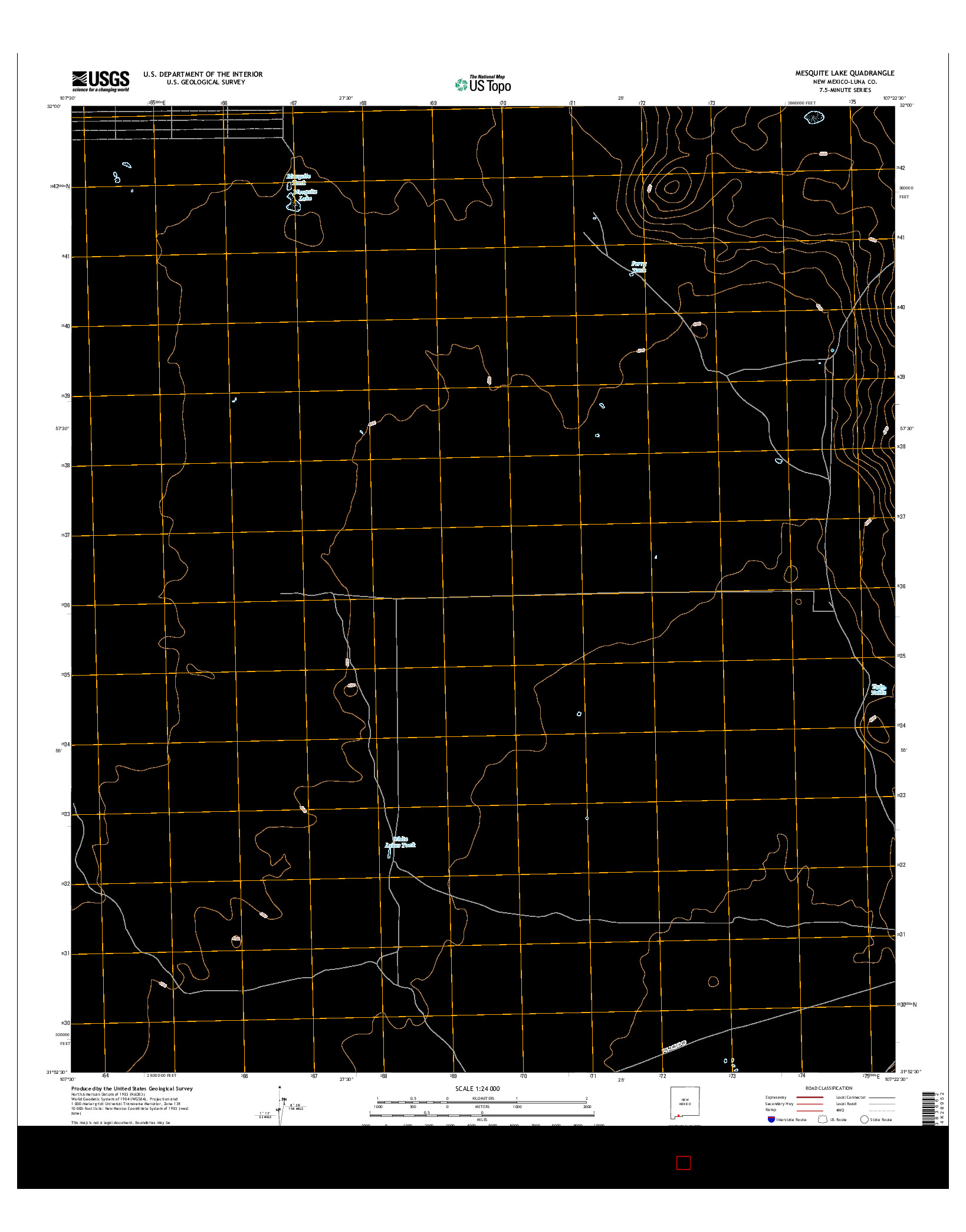 USGS US TOPO 7.5-MINUTE MAP FOR MESQUITE LAKE, NM 2017