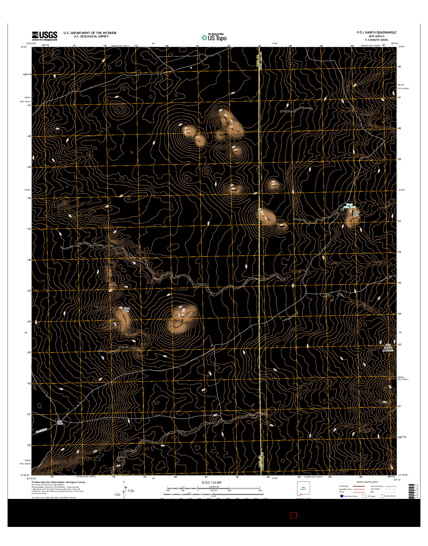 USGS US TOPO 7.5-MINUTE MAP FOR P O L RANCH, NM 2017