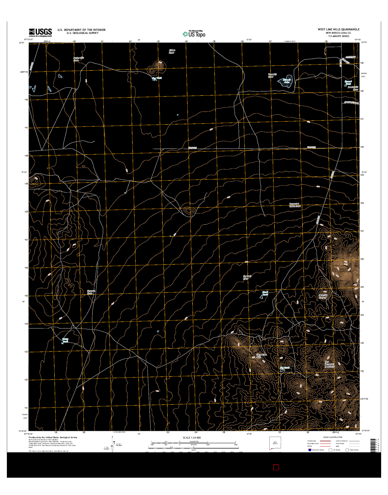 USGS US TOPO 7.5-MINUTE MAP FOR WEST LIME HILLS, NM 2017