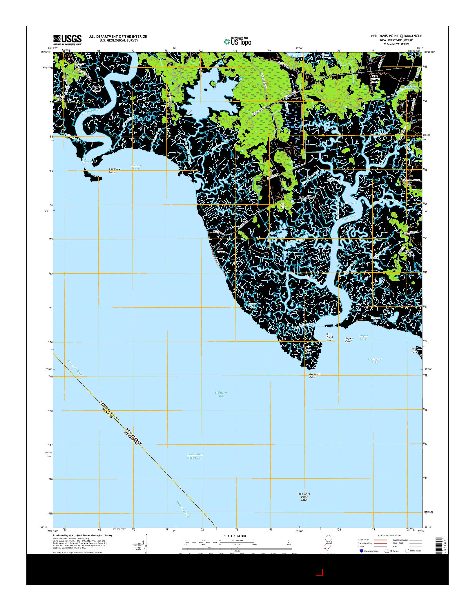 USGS US TOPO 7.5-MINUTE MAP FOR BEN DAVIS POINT, NJ-DE 2017