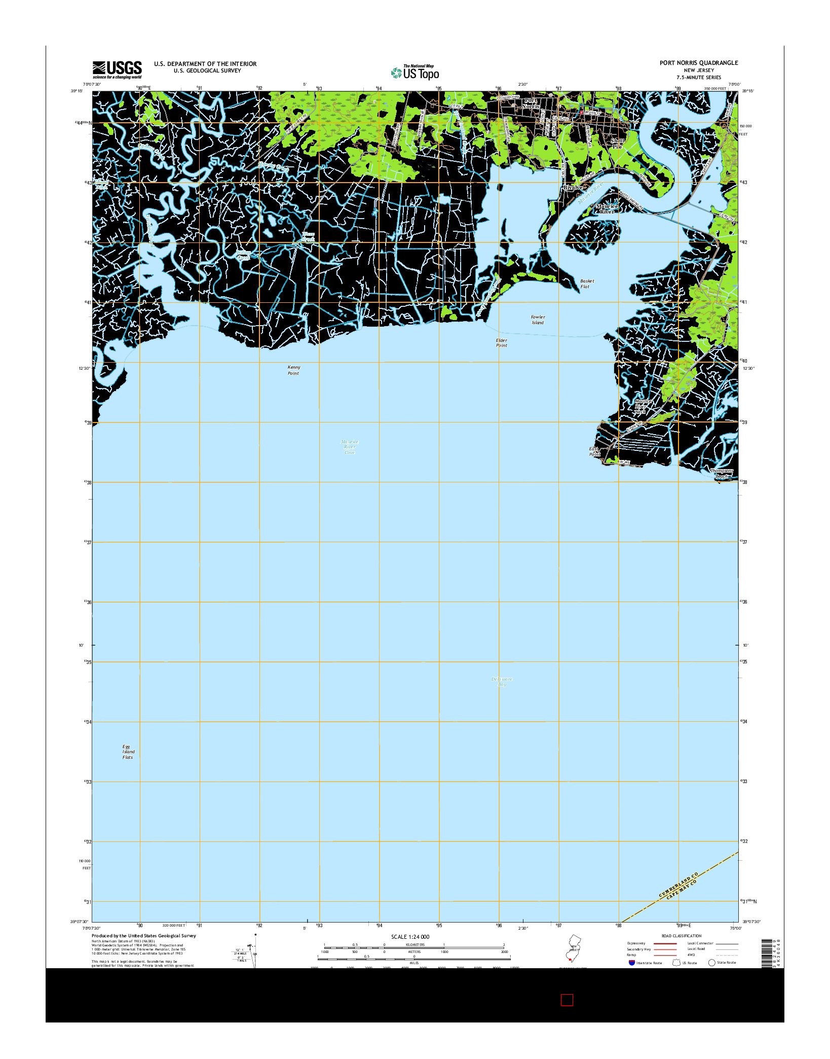 USGS US TOPO 7.5-MINUTE MAP FOR PORT NORRIS, NJ 2017