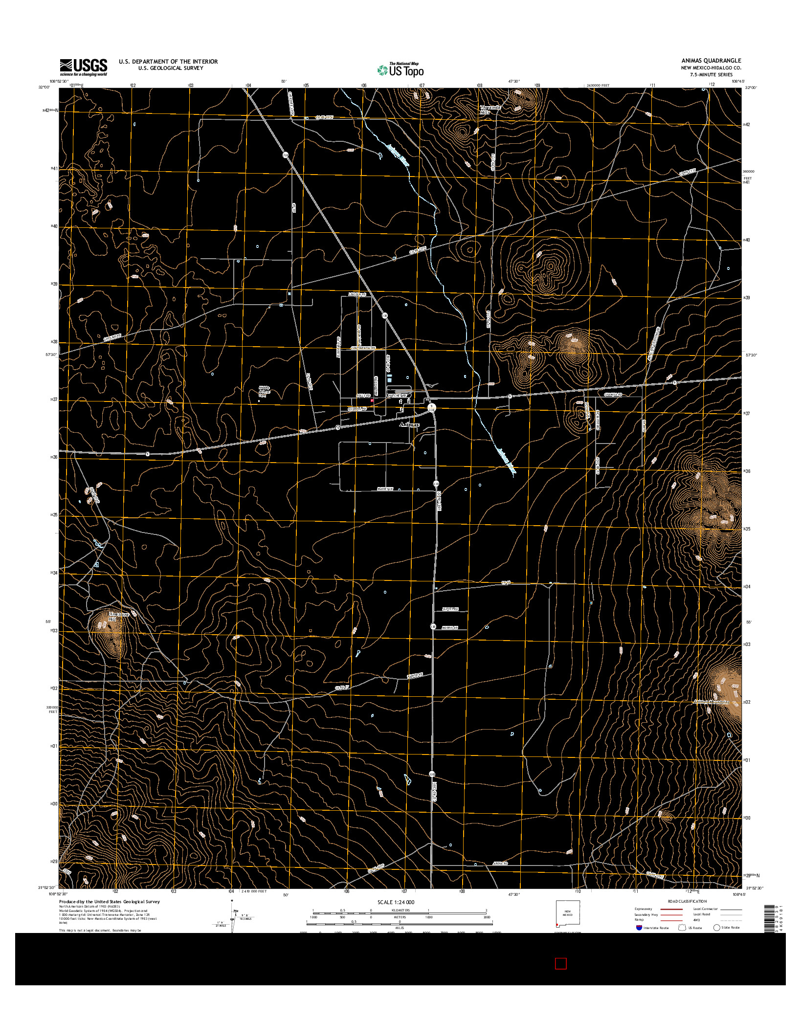 USGS US TOPO 7.5-MINUTE MAP FOR ANIMAS, NM 2017