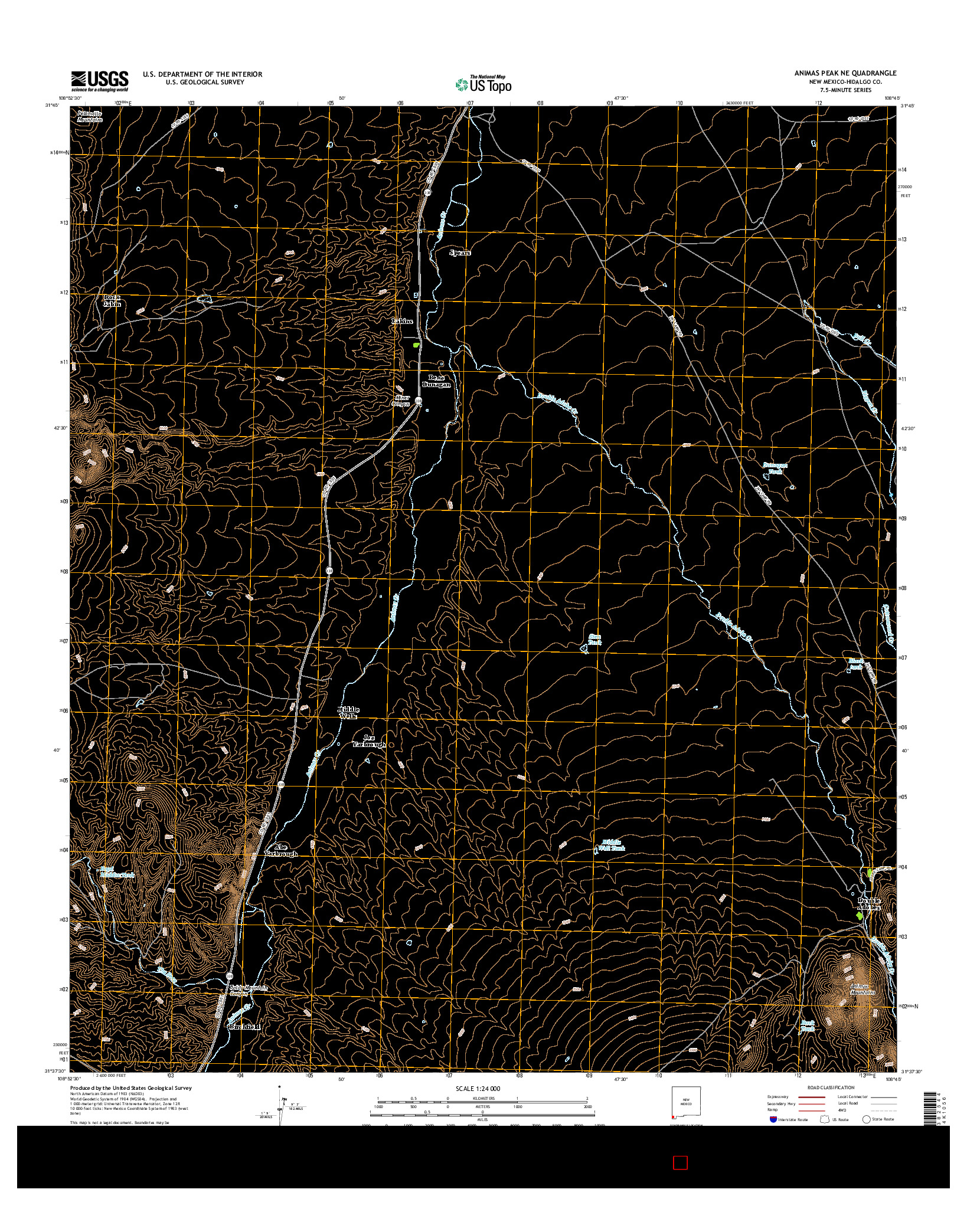 USGS US TOPO 7.5-MINUTE MAP FOR ANIMAS PEAK NE, NM 2017