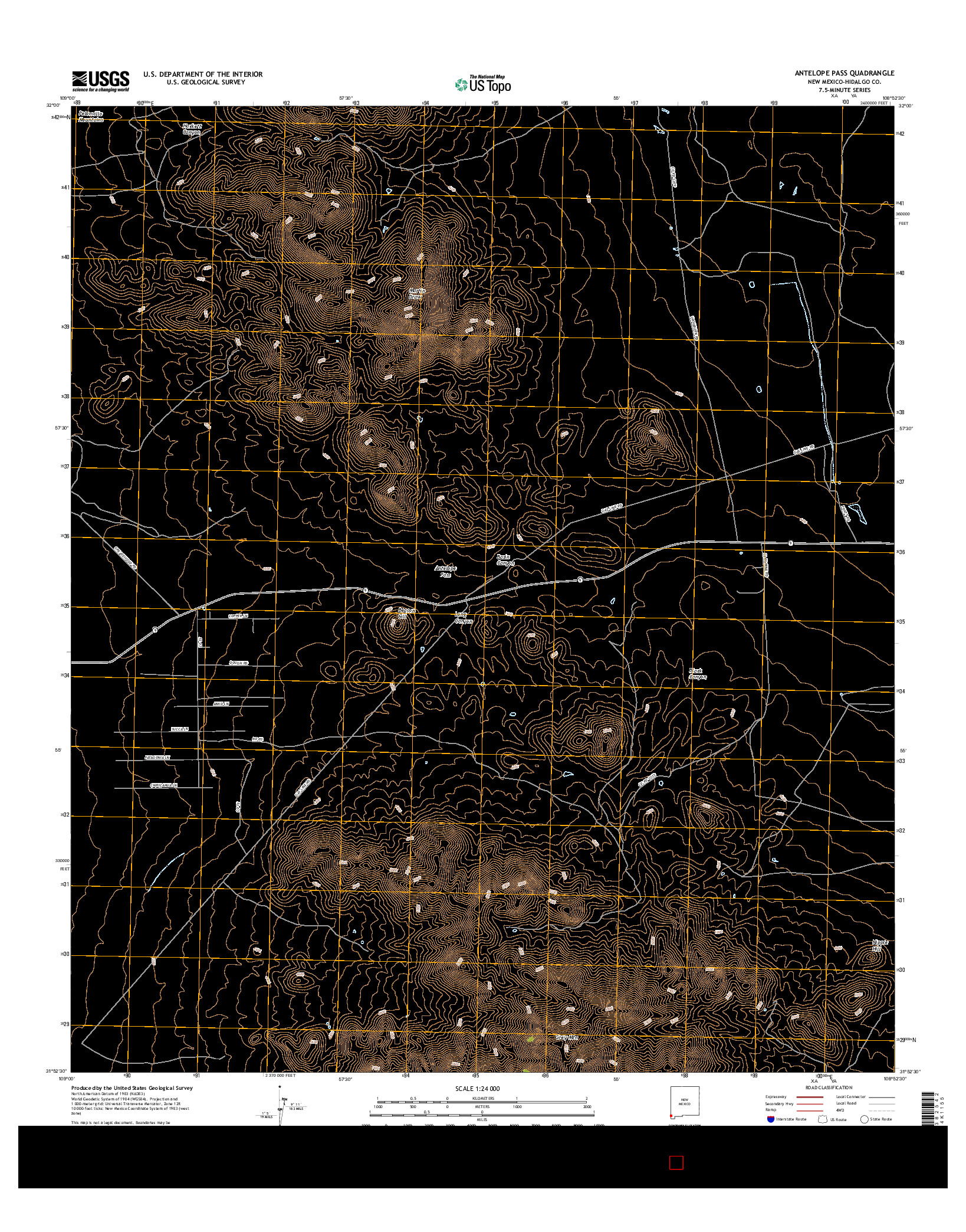 USGS US TOPO 7.5-MINUTE MAP FOR ANTELOPE PASS, NM 2017