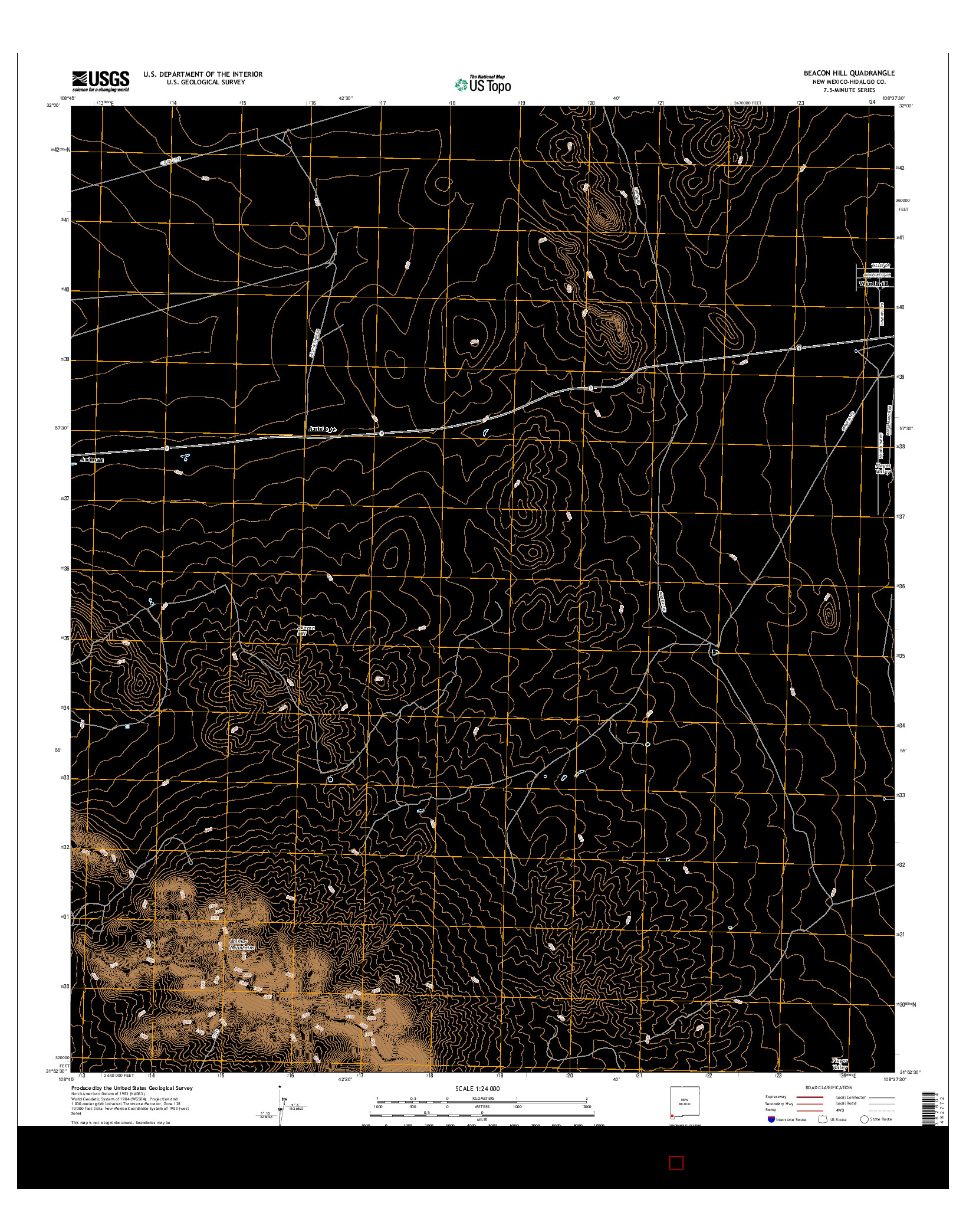 USGS US TOPO 7.5-MINUTE MAP FOR BEACON HILL, NM 2017