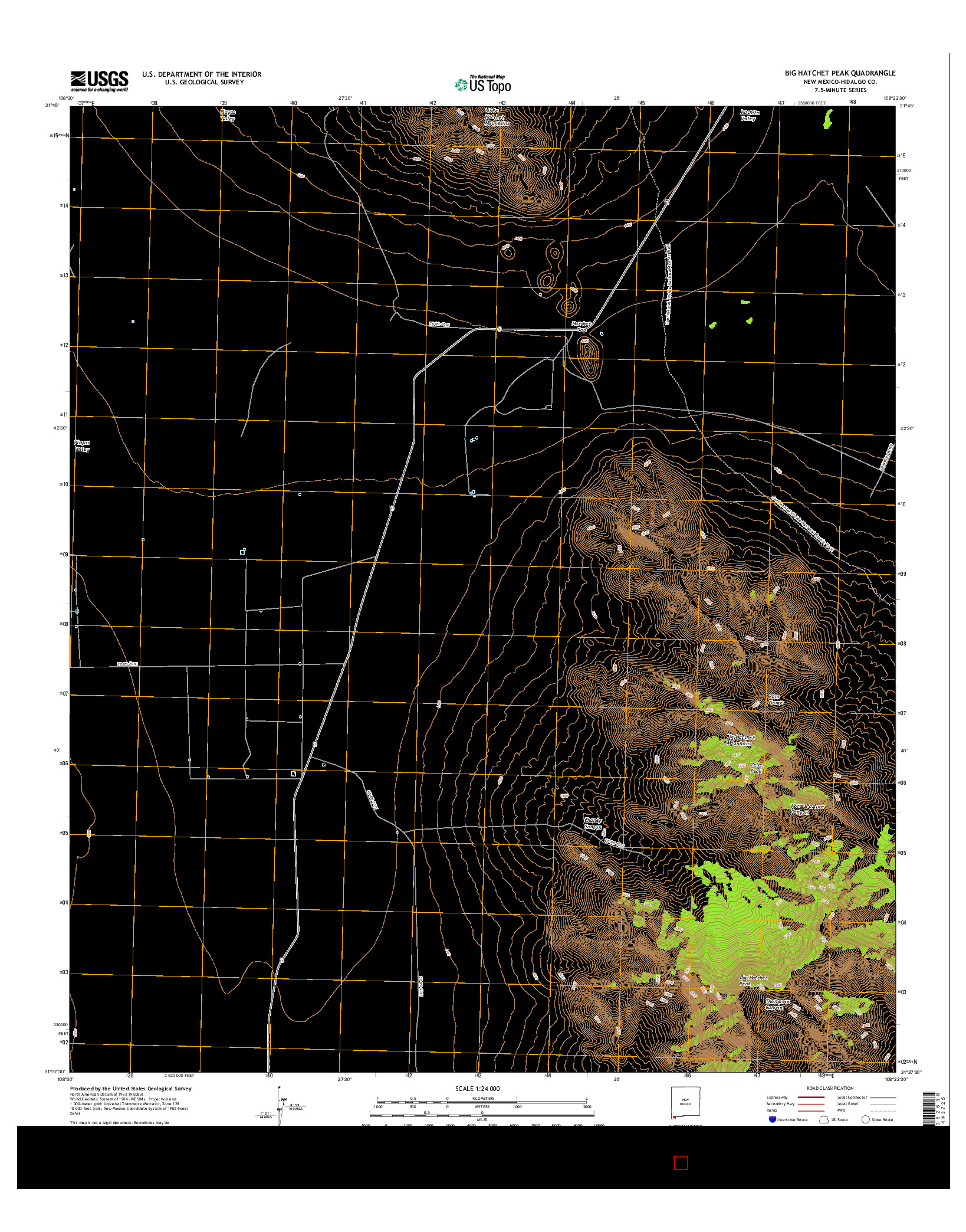 USGS US TOPO 7.5-MINUTE MAP FOR BIG HATCHET PEAK, NM 2017