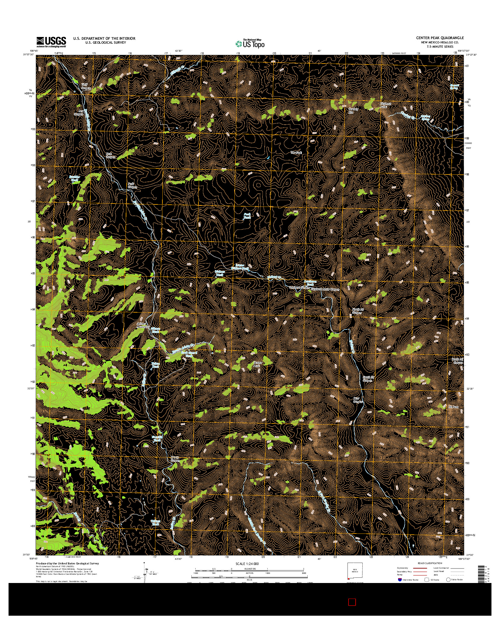 USGS US TOPO 7.5-MINUTE MAP FOR CENTER PEAK, NM 2017