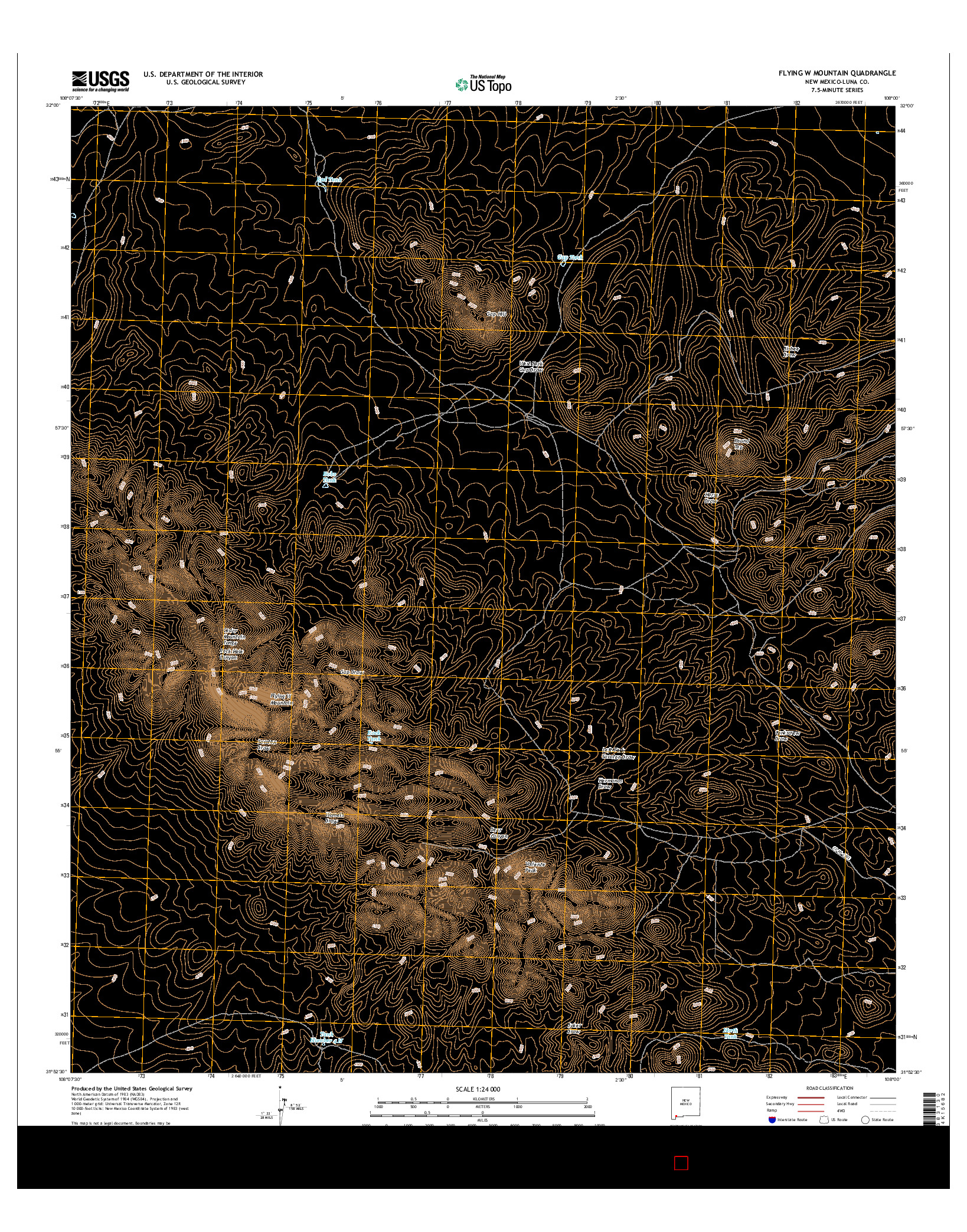 USGS US TOPO 7.5-MINUTE MAP FOR FLYING W MOUNTAIN, NM 2017