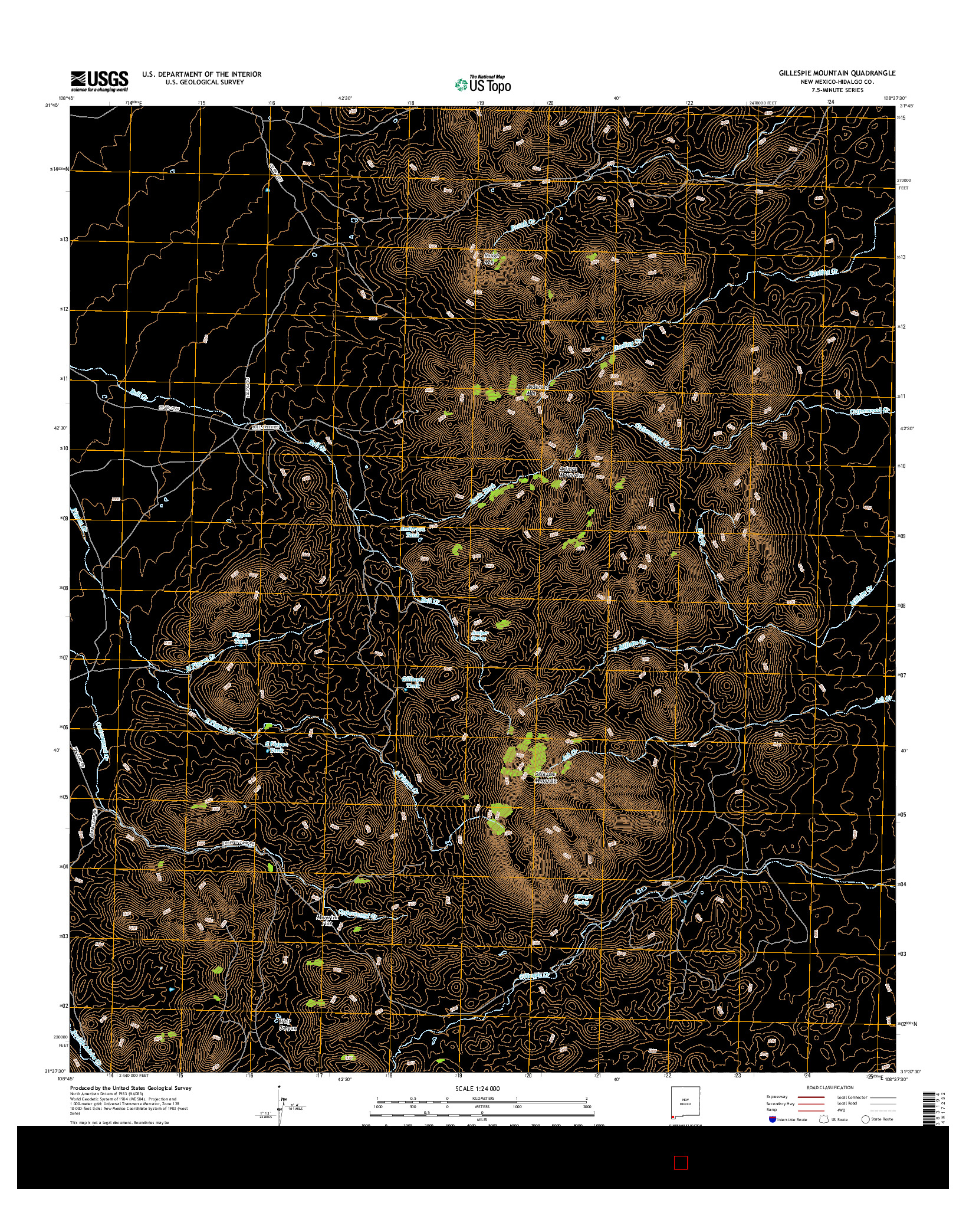 USGS US TOPO 7.5-MINUTE MAP FOR GILLESPIE MOUNTAIN, NM 2017