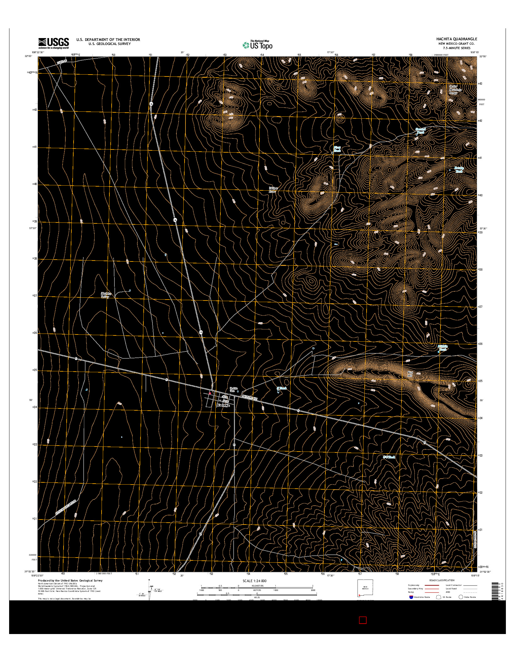 USGS US TOPO 7.5-MINUTE MAP FOR HACHITA, NM 2017