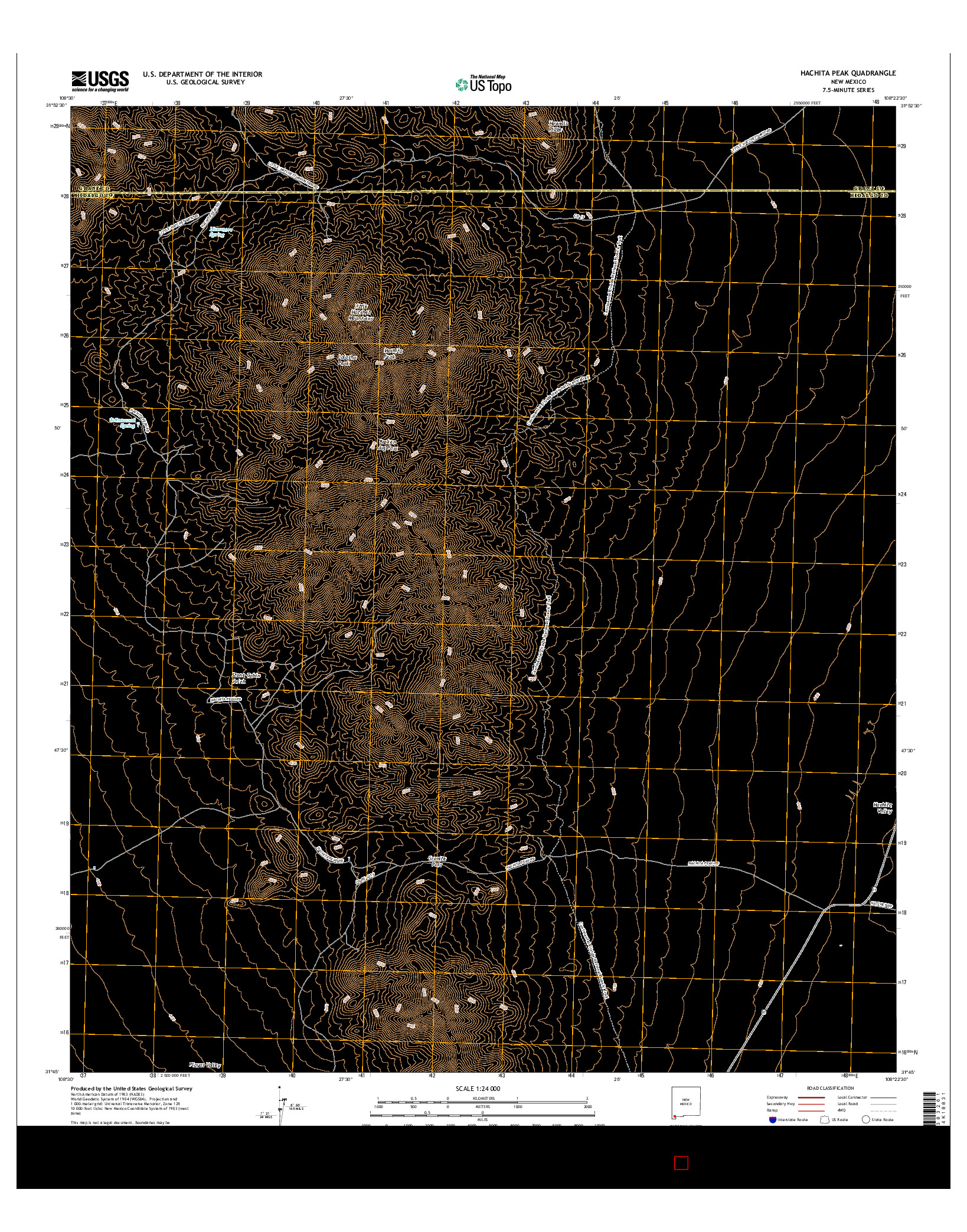 USGS US TOPO 7.5-MINUTE MAP FOR HACHITA PEAK, NM 2017