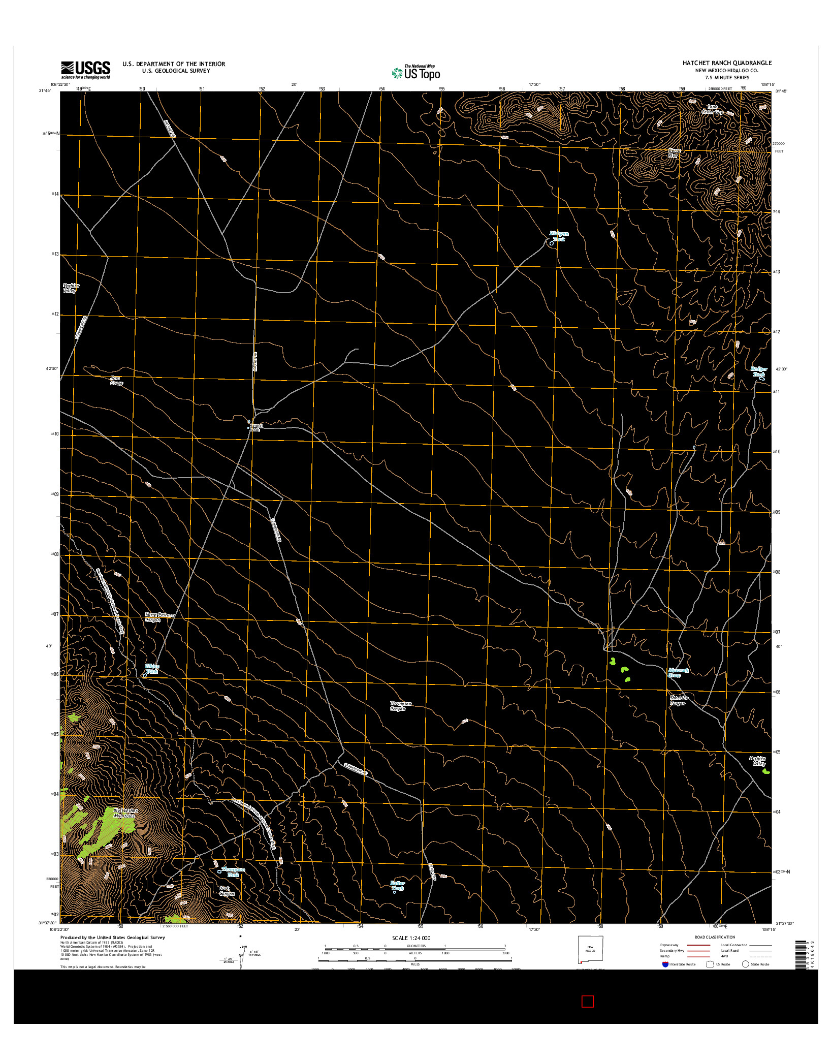 USGS US TOPO 7.5-MINUTE MAP FOR HATCHET RANCH, NM 2017