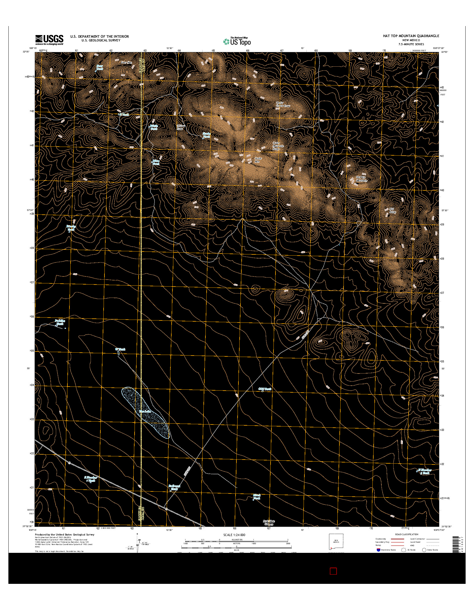 USGS US TOPO 7.5-MINUTE MAP FOR HAT TOP MOUNTAIN, NM 2017