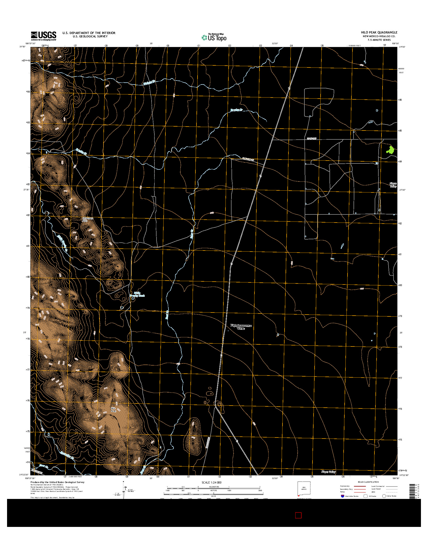 USGS US TOPO 7.5-MINUTE MAP FOR HILO PEAK, NM 2017