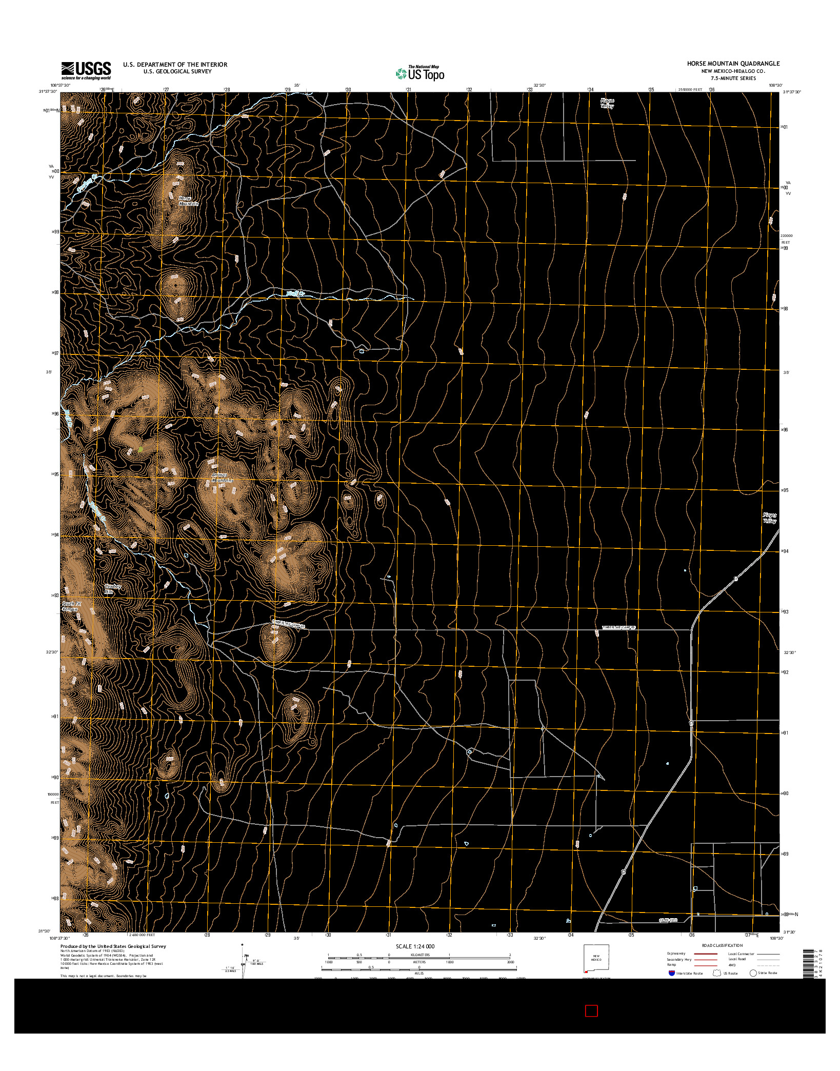 USGS US TOPO 7.5-MINUTE MAP FOR HORSE MOUNTAIN, NM 2017