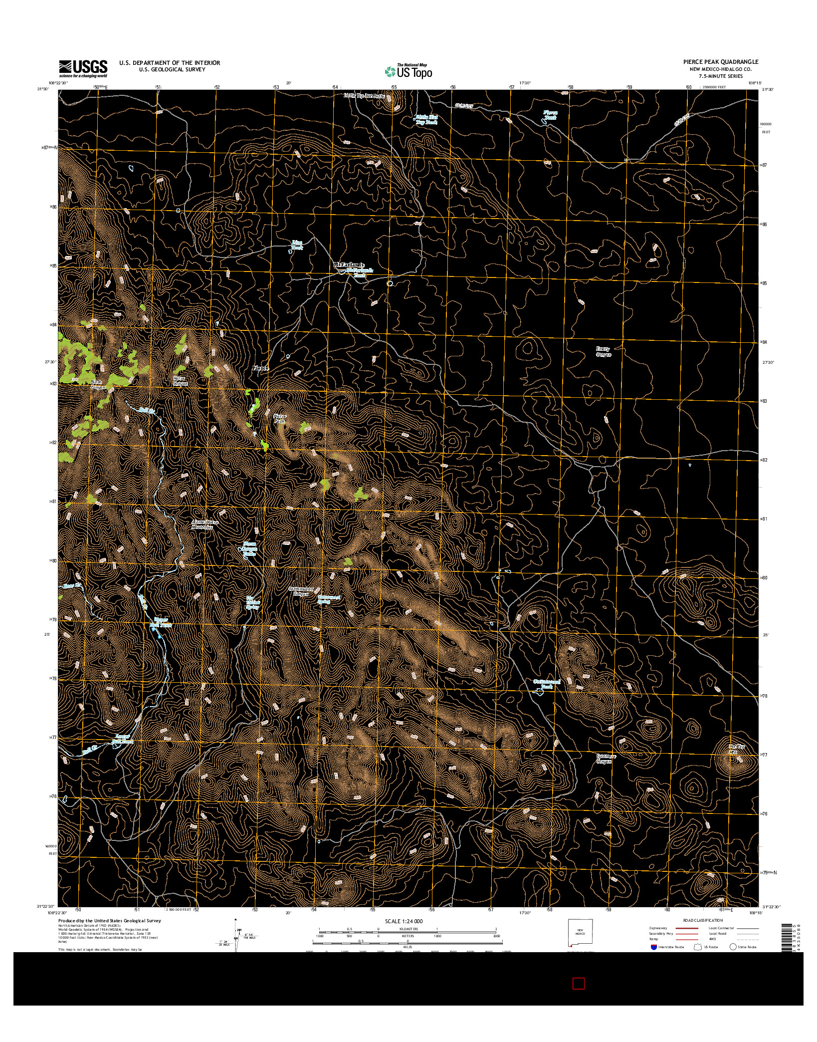 USGS US TOPO 7.5-MINUTE MAP FOR PIERCE PEAK, NM 2017
