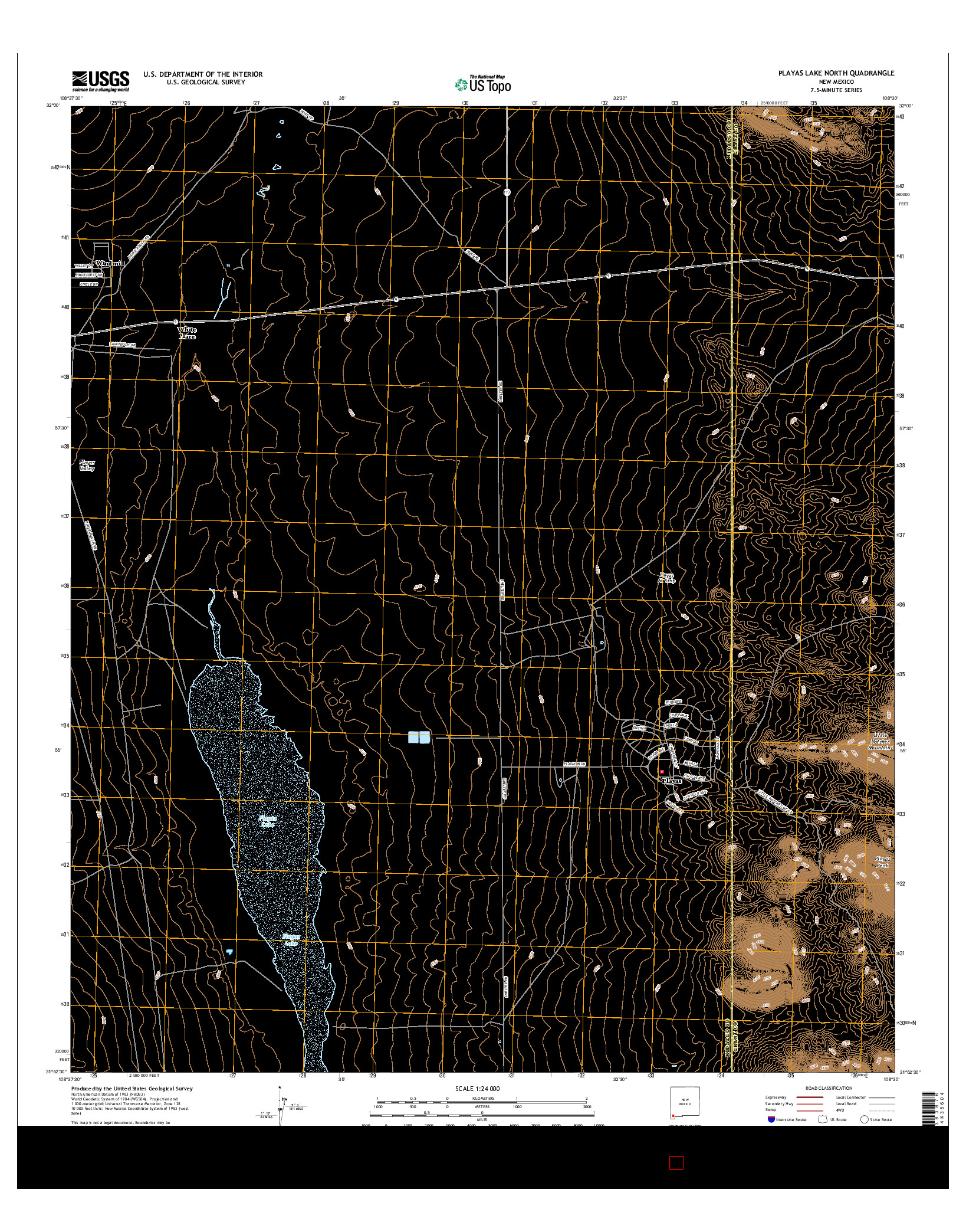 USGS US TOPO 7.5-MINUTE MAP FOR PLAYAS LAKE NORTH, NM 2017