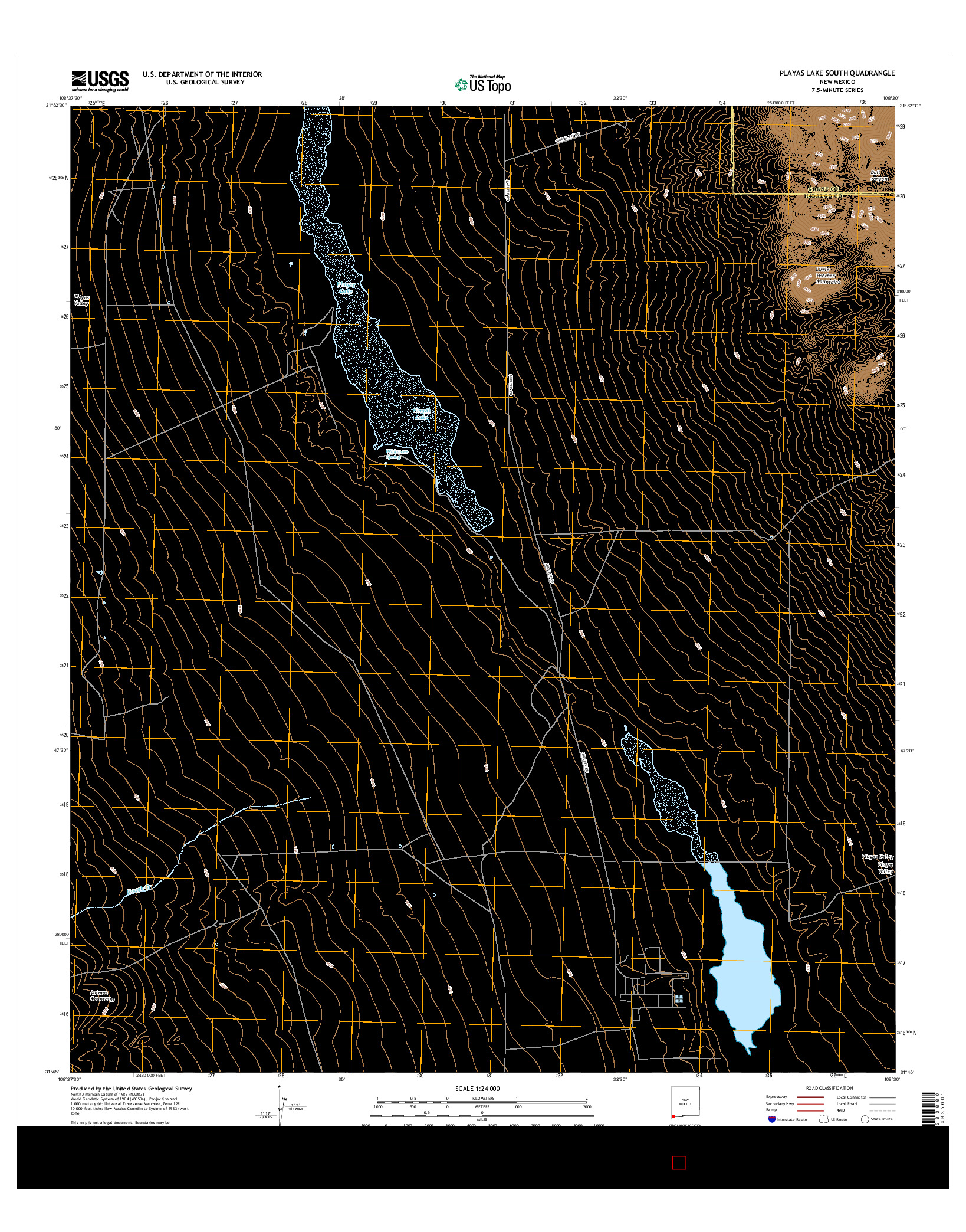 USGS US TOPO 7.5-MINUTE MAP FOR PLAYAS LAKE SOUTH, NM 2017