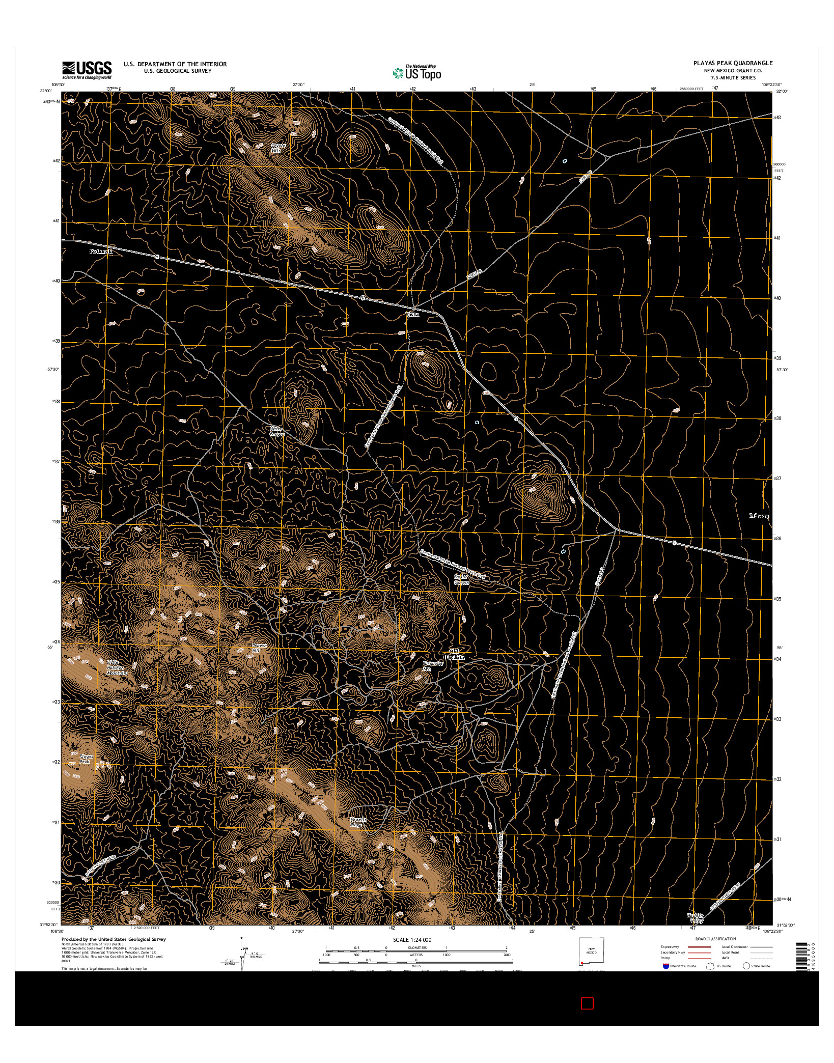 USGS US TOPO 7.5-MINUTE MAP FOR PLAYAS PEAK, NM 2017