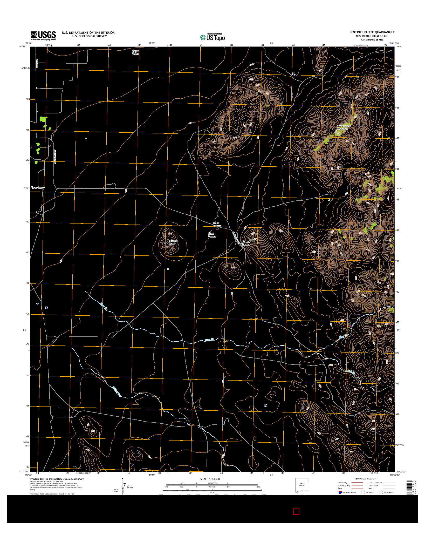 USGS US TOPO 7.5-MINUTE MAP FOR SENTINEL BUTTE, NM 2017