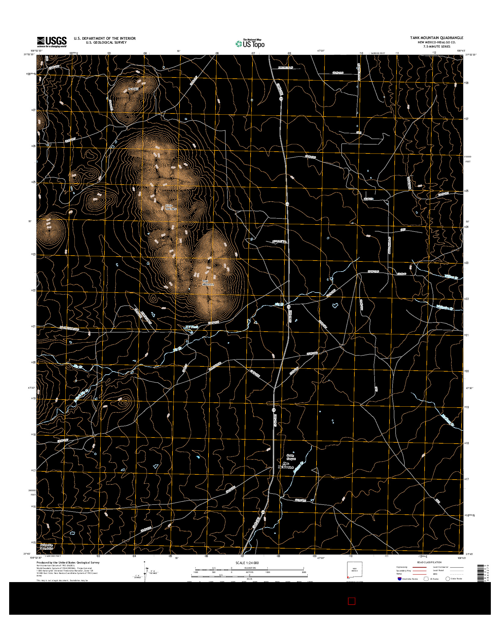 USGS US TOPO 7.5-MINUTE MAP FOR TANK MOUNTAIN, NM 2017