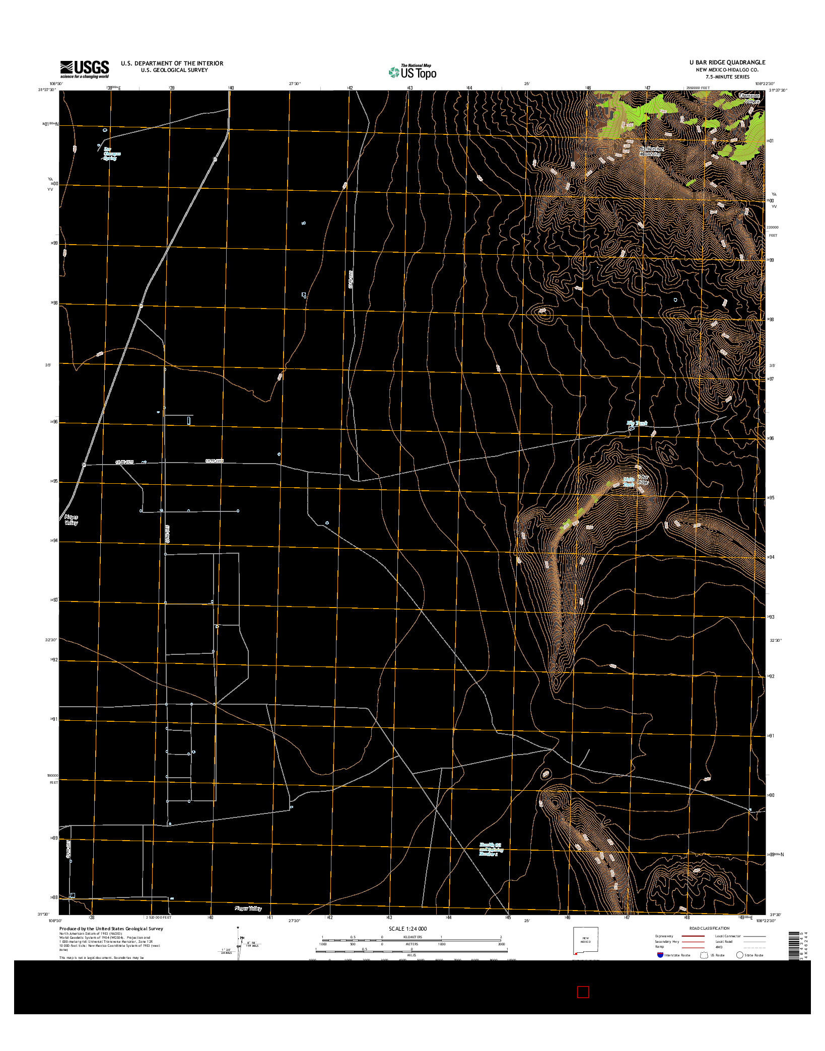 USGS US TOPO 7.5-MINUTE MAP FOR U BAR RIDGE, NM 2017