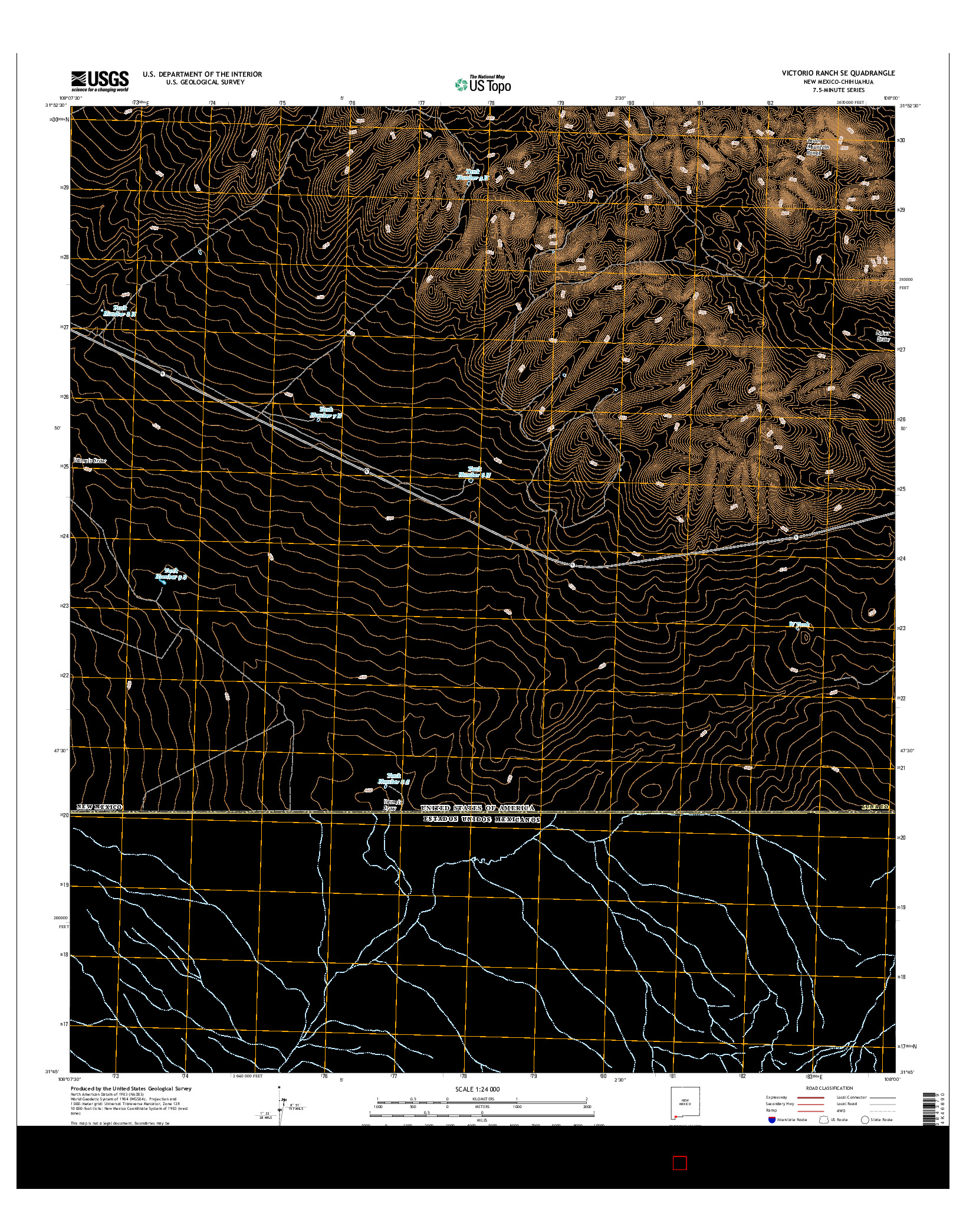 USGS US TOPO 7.5-MINUTE MAP FOR VICTORIO RANCH SE, NM-CHH 2017