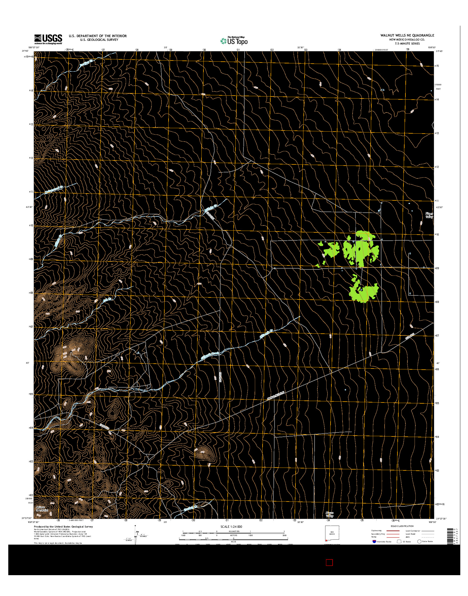 USGS US TOPO 7.5-MINUTE MAP FOR WALNUT WELLS NE, NM 2017