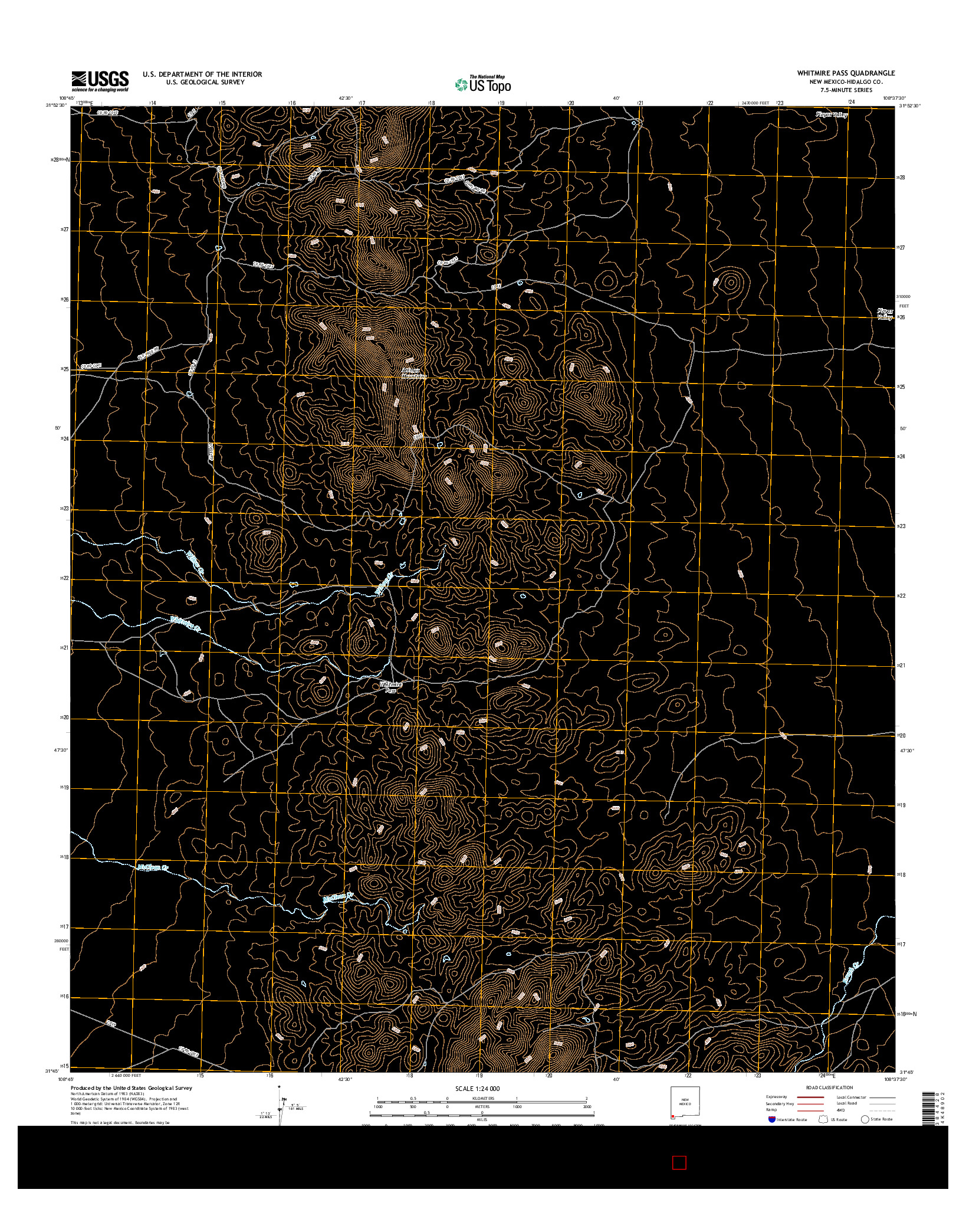 USGS US TOPO 7.5-MINUTE MAP FOR WHITMIRE PASS, NM 2017