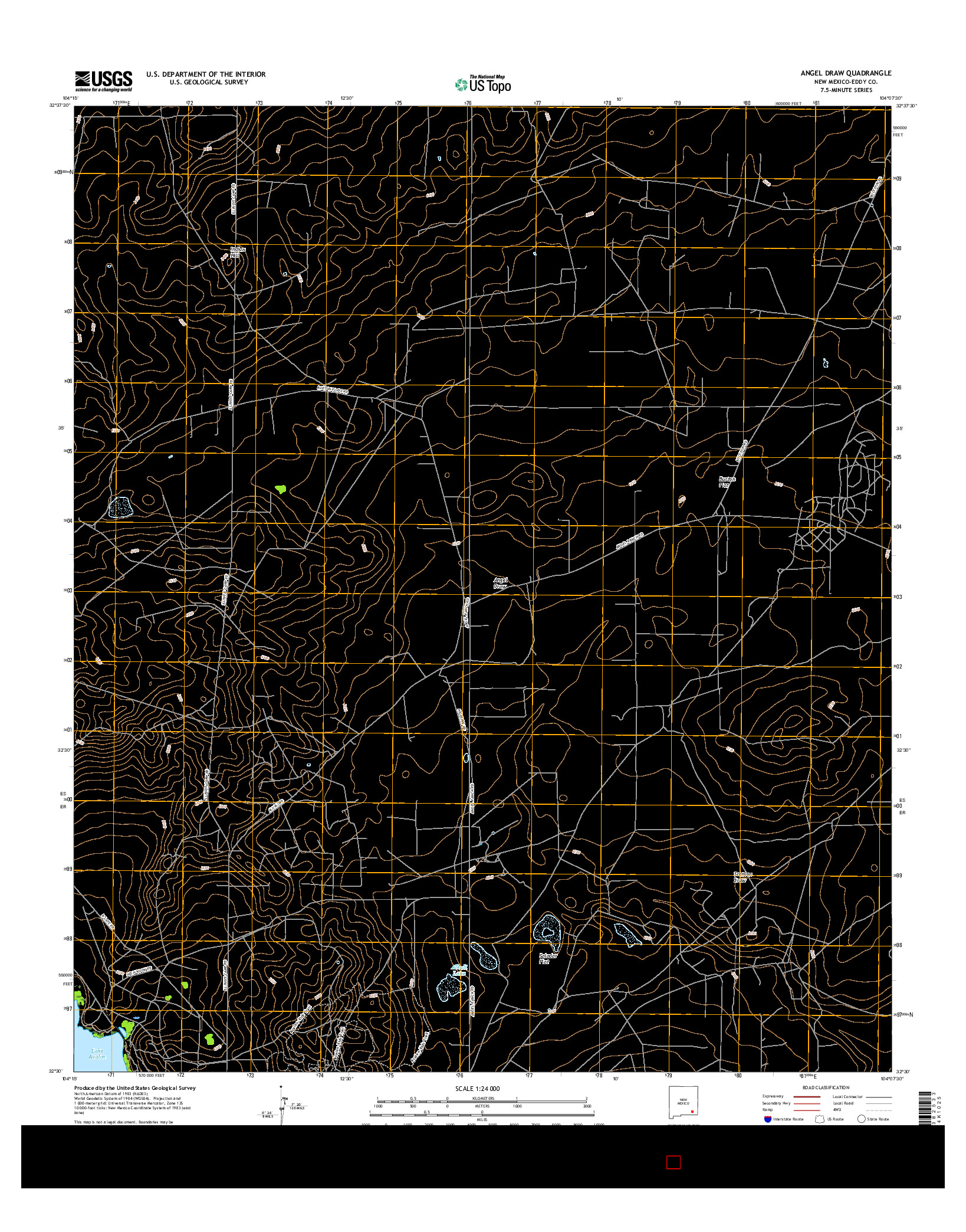 USGS US TOPO 7.5-MINUTE MAP FOR ANGEL DRAW, NM 2017