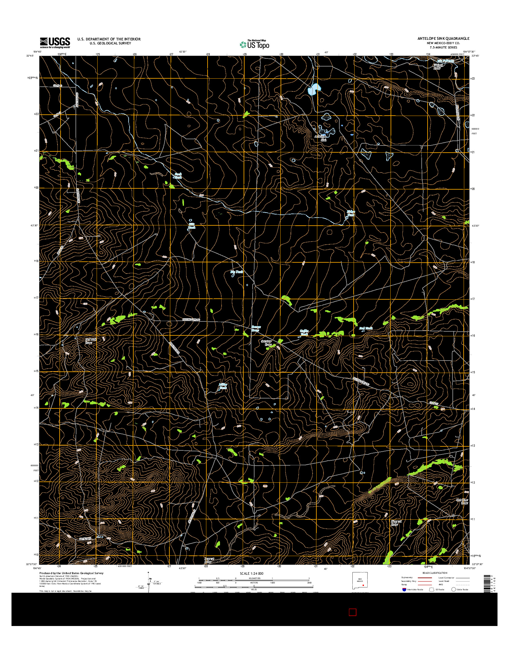 USGS US TOPO 7.5-MINUTE MAP FOR ANTELOPE SINK, NM 2017