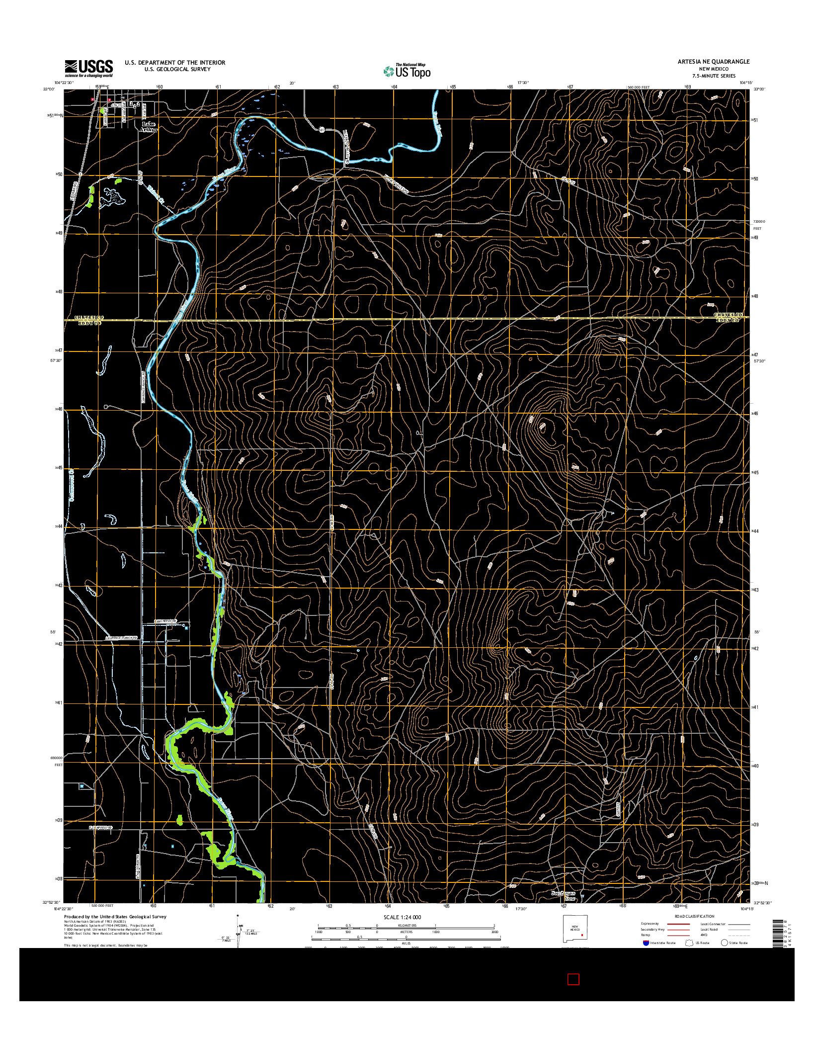 USGS US TOPO 7.5-MINUTE MAP FOR ARTESIA NE, NM 2017