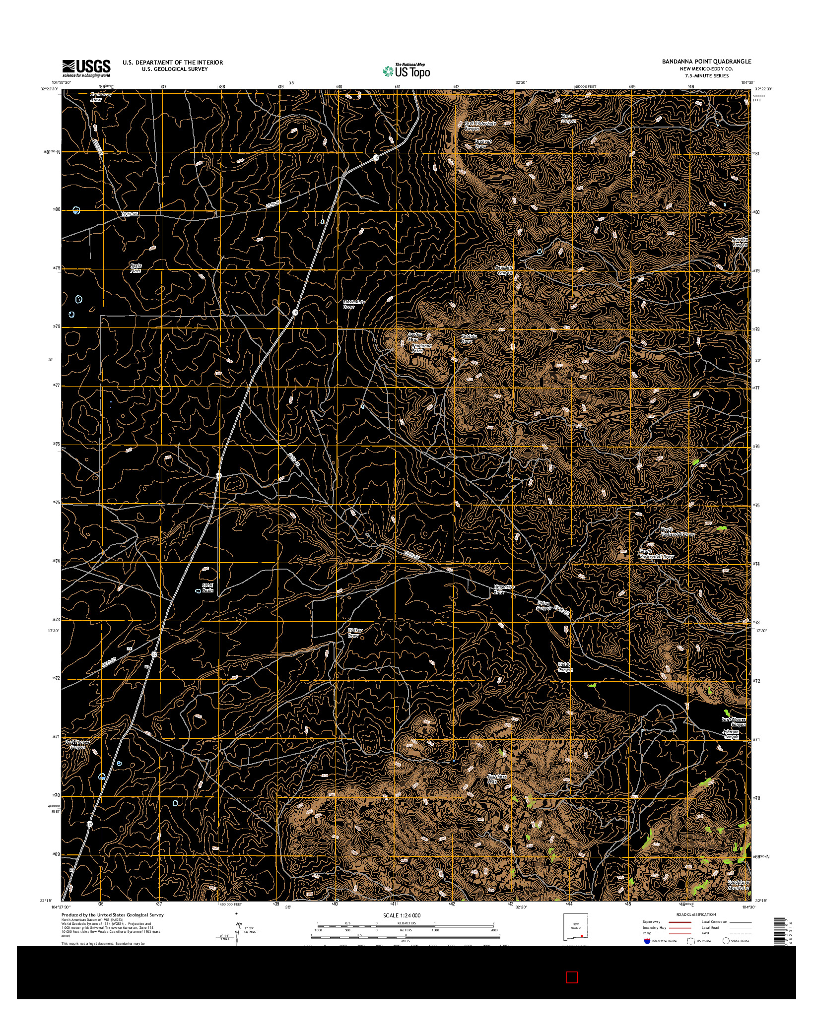 USGS US TOPO 7.5-MINUTE MAP FOR BANDANNA POINT, NM 2017