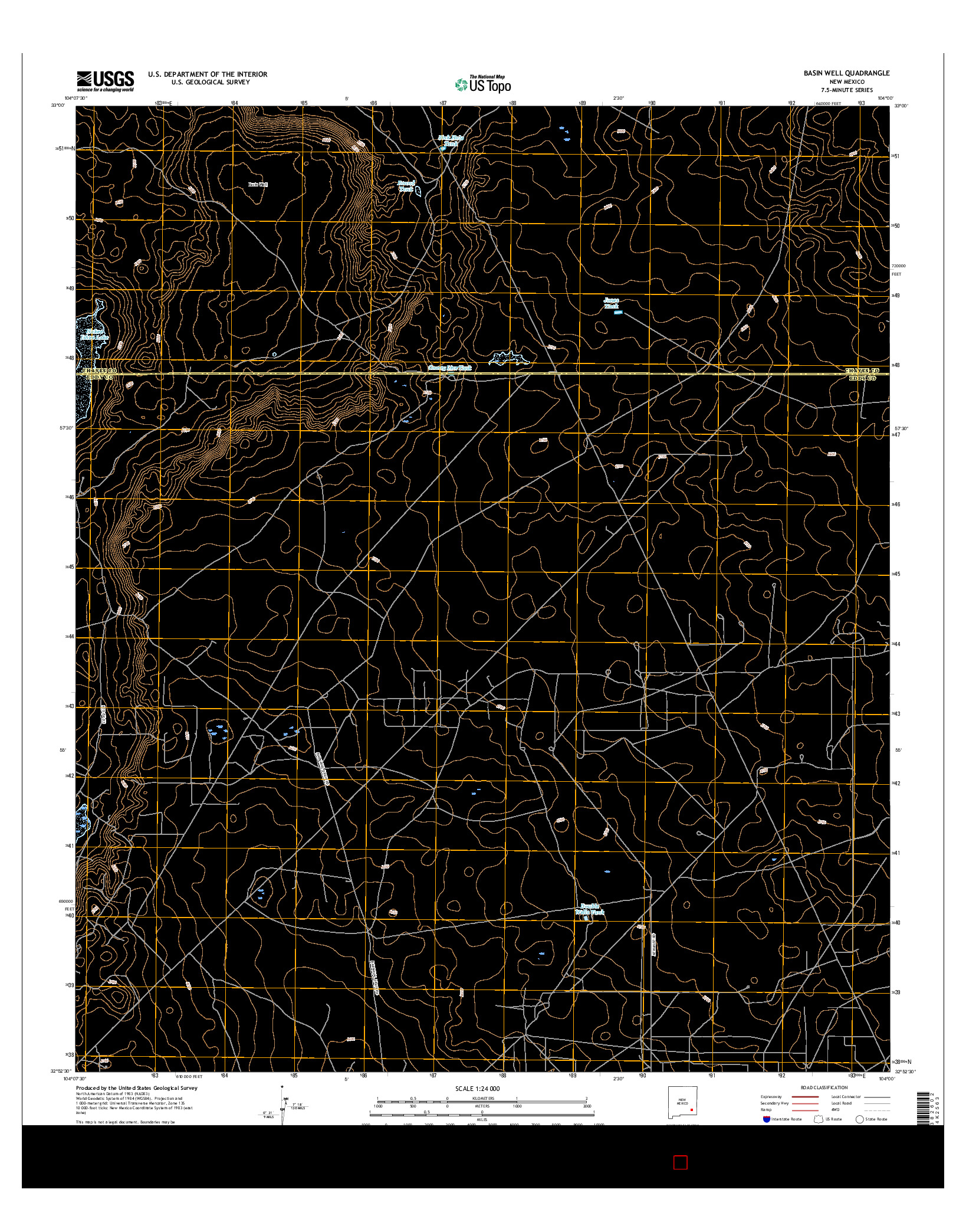 USGS US TOPO 7.5-MINUTE MAP FOR BASIN WELL, NM 2017