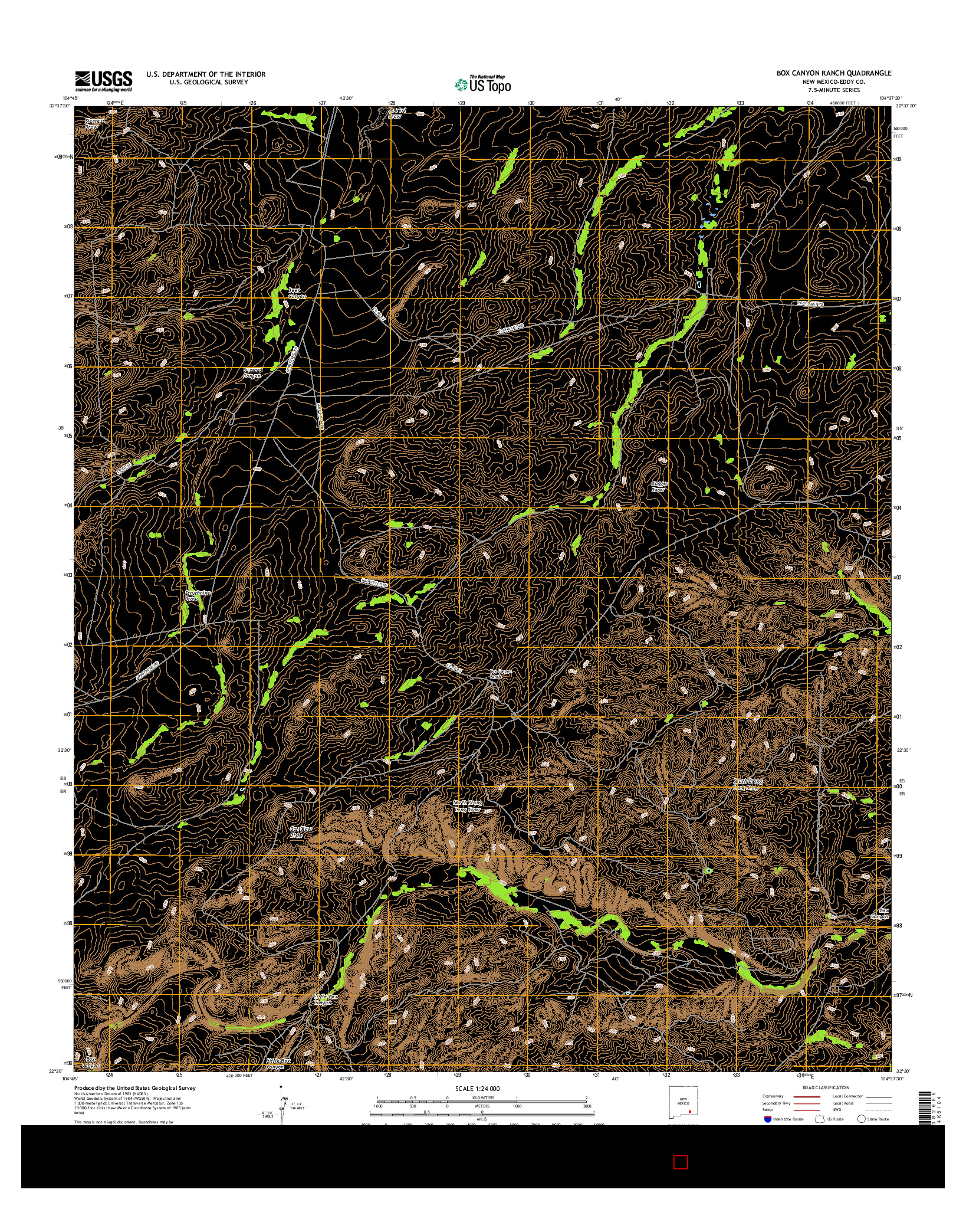 USGS US TOPO 7.5-MINUTE MAP FOR BOX CANYON RANCH, NM 2017