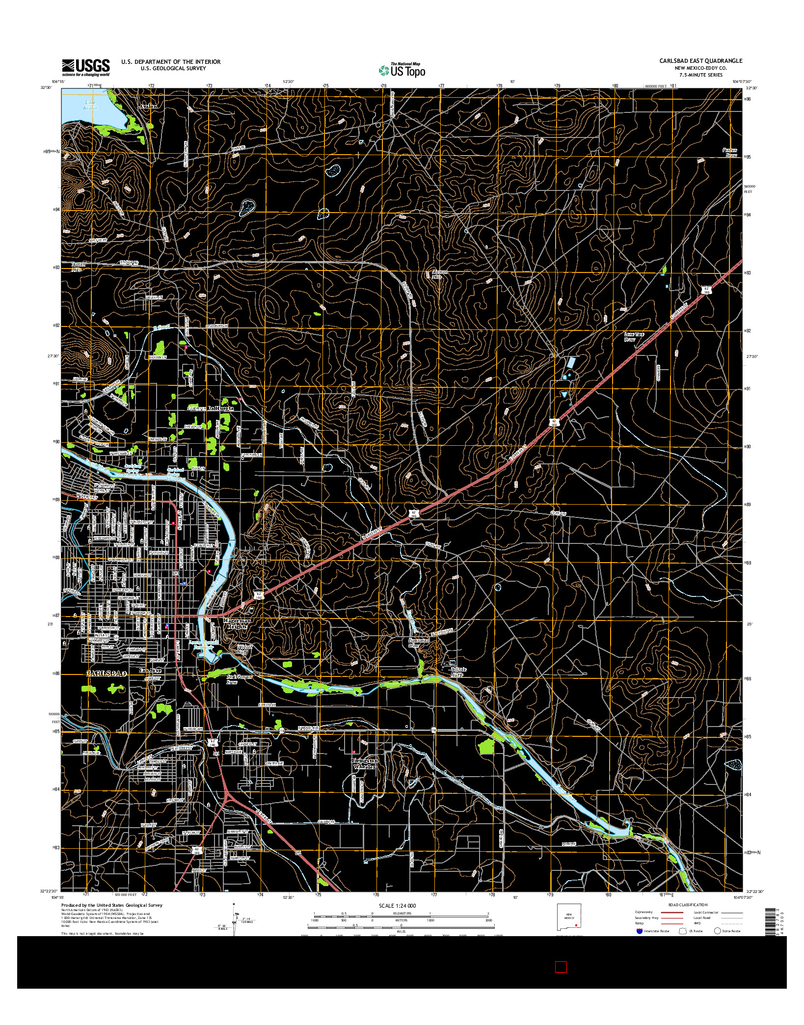 USGS US TOPO 7.5-MINUTE MAP FOR CARLSBAD EAST, NM 2017