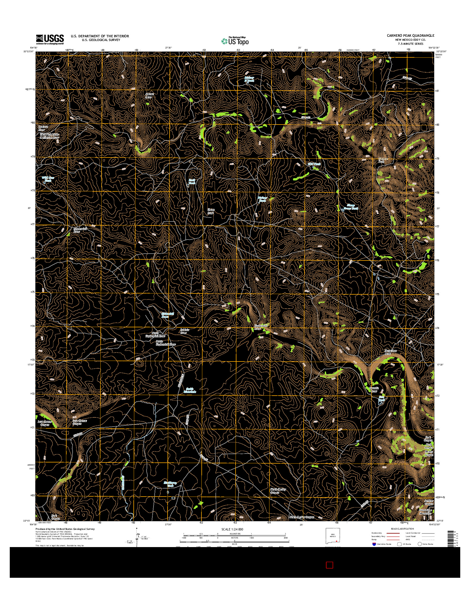 USGS US TOPO 7.5-MINUTE MAP FOR CARNERO PEAK, NM 2017