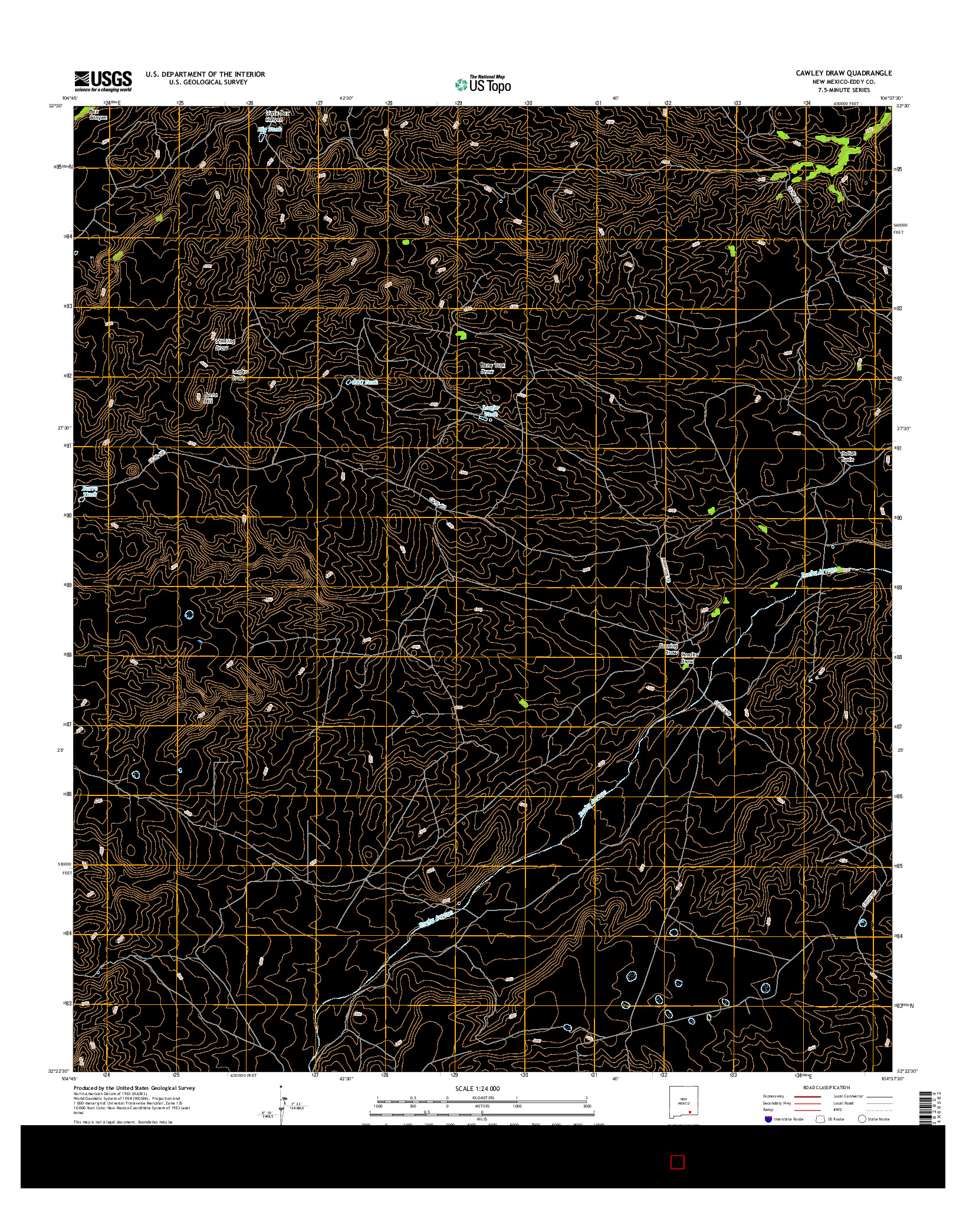 USGS US TOPO 7.5-MINUTE MAP FOR CAWLEY DRAW, NM 2017