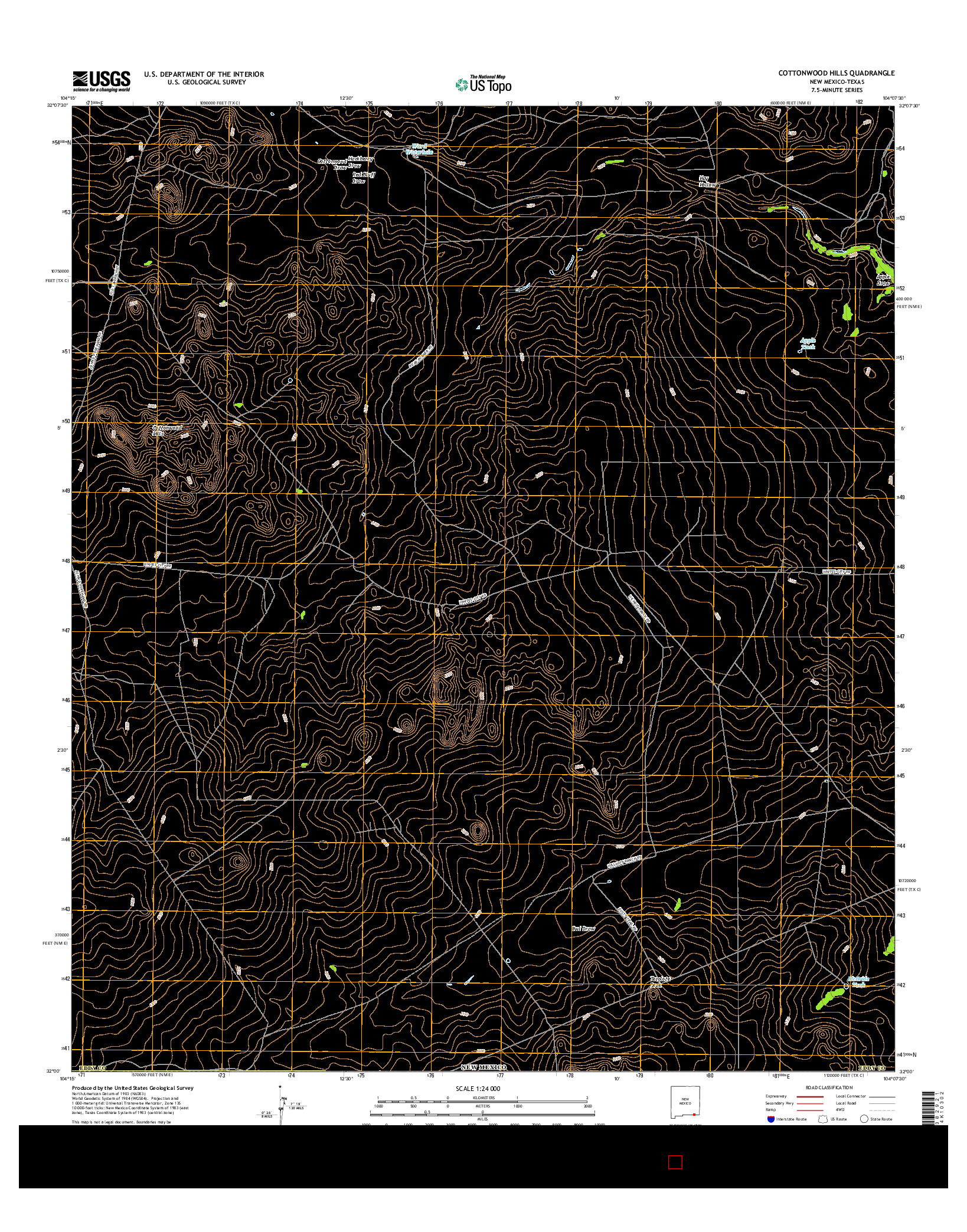 USGS US TOPO 7.5-MINUTE MAP FOR COTTONWOOD HILLS, NM-TX 2017