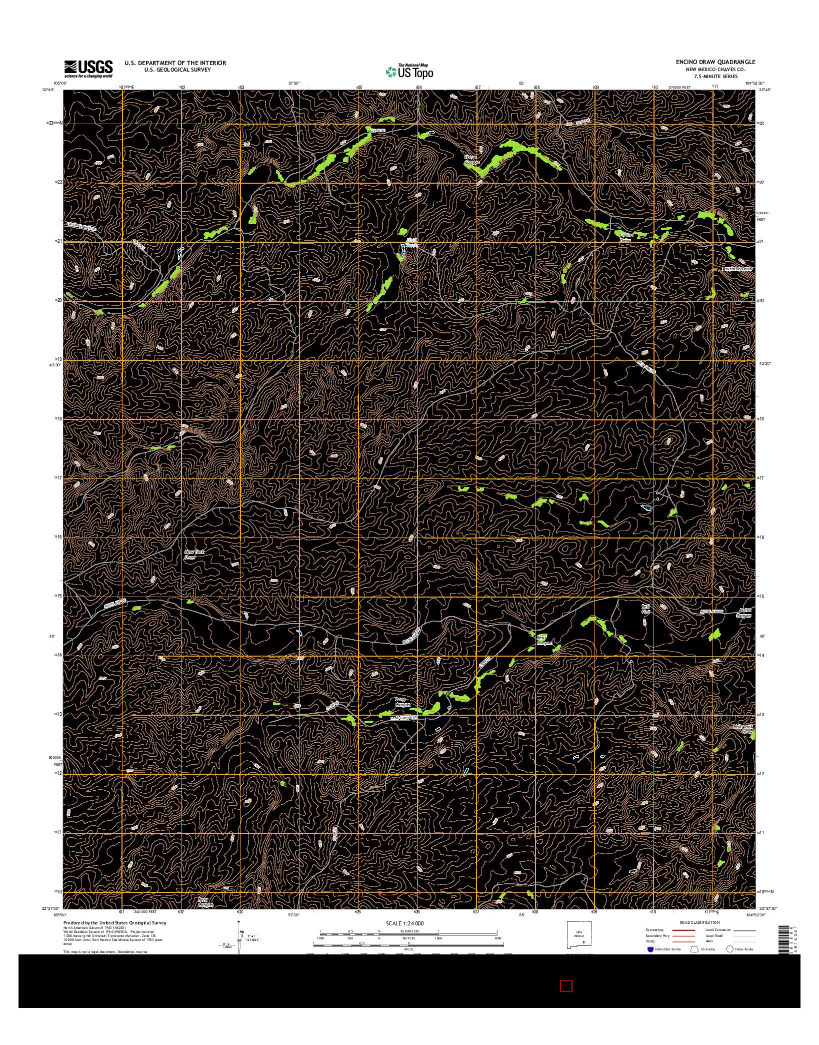 USGS US TOPO 7.5-MINUTE MAP FOR ENCINO DRAW, NM 2017