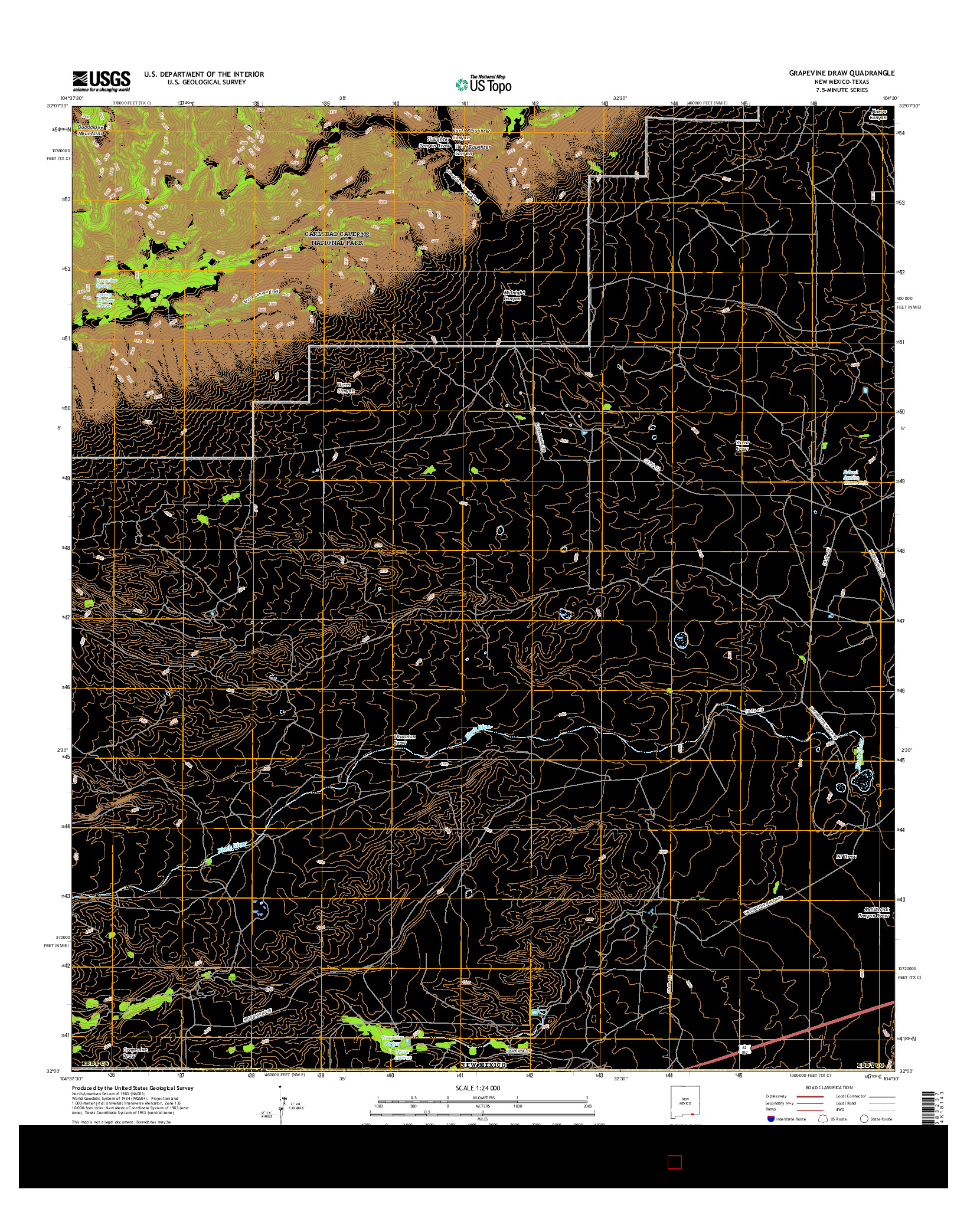 USGS US TOPO 7.5-MINUTE MAP FOR GRAPEVINE DRAW, NM-TX 2017